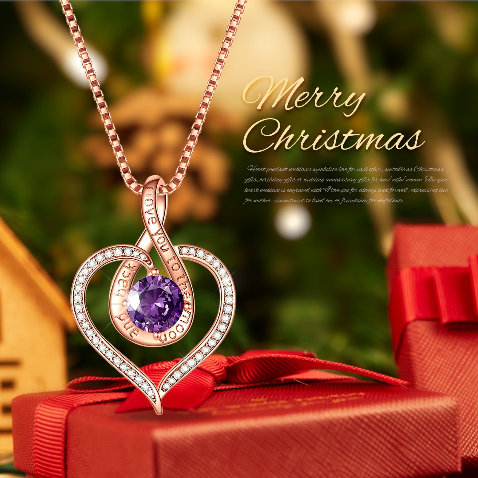BOSTANTEN Love Heart Pendant Necklaces for Women Silver Rose Gold Tone Crystal Birthstone Birthday Jewelry Gifts for Women, 18"+2"