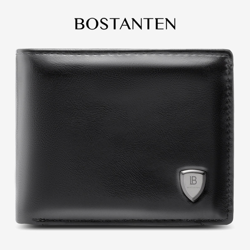 BOSTANTEN Men's Wallet Coin zipper PU leather Trifold
