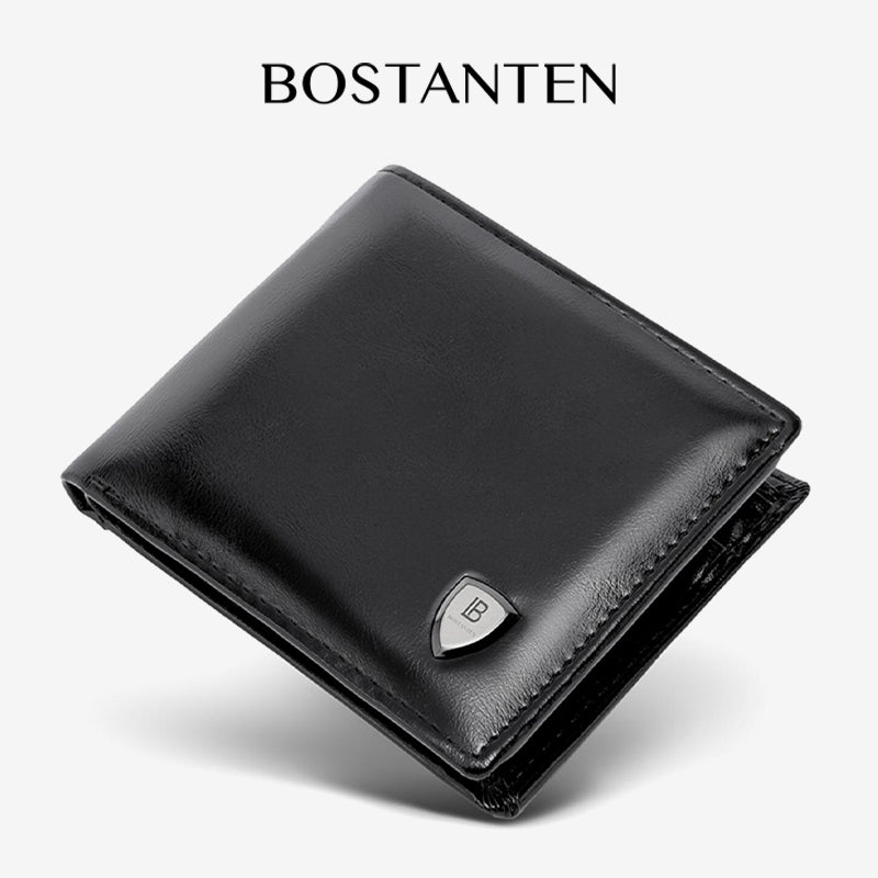 BOSTANTEN Men's Wallet Coin zipper PU leather Trifold