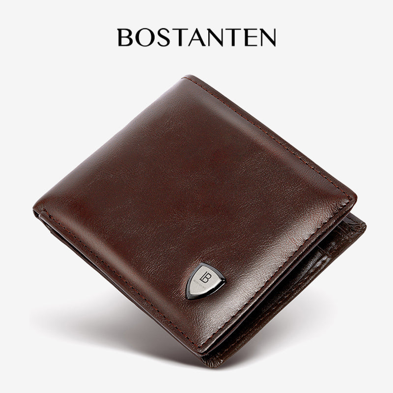 BOSTANTEN Men's Wallet Coin zipper PU leather Trifold