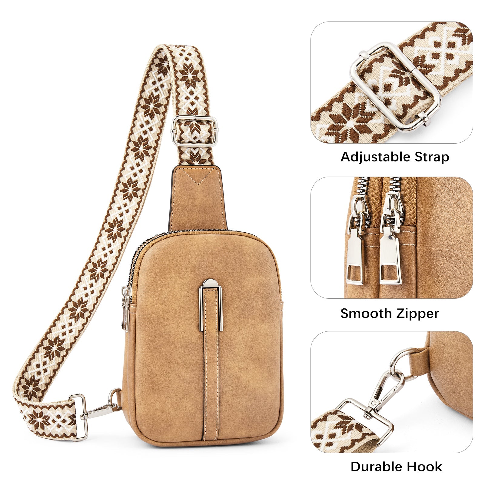 Aurora Adjustable Embroidered Shoulder Strap Crossbody Bag for Women