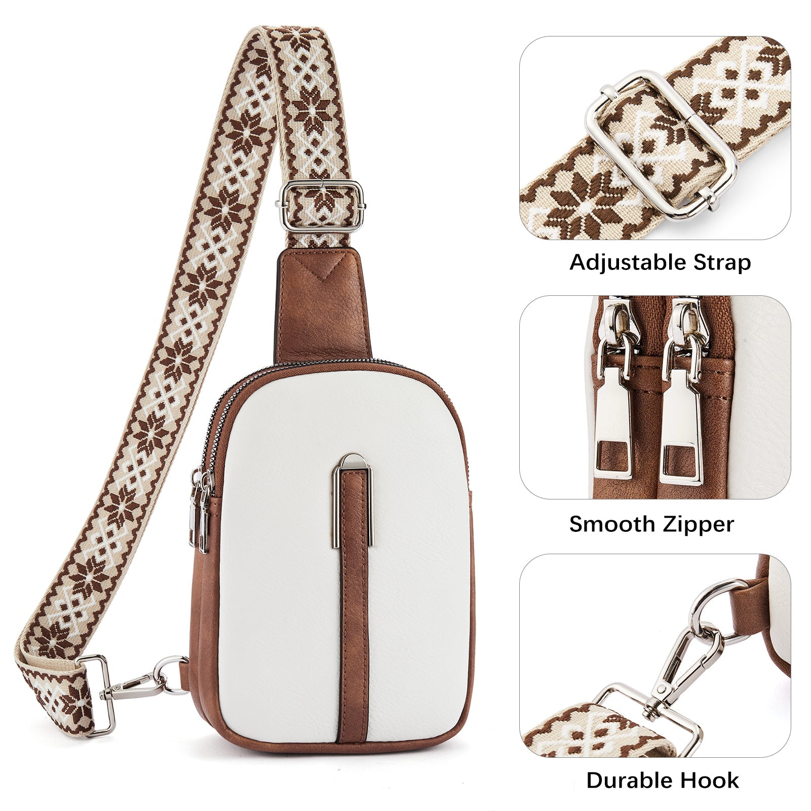 Aurora Adjustable Embroidered Shoulder Strap Crossbody Bag for Women