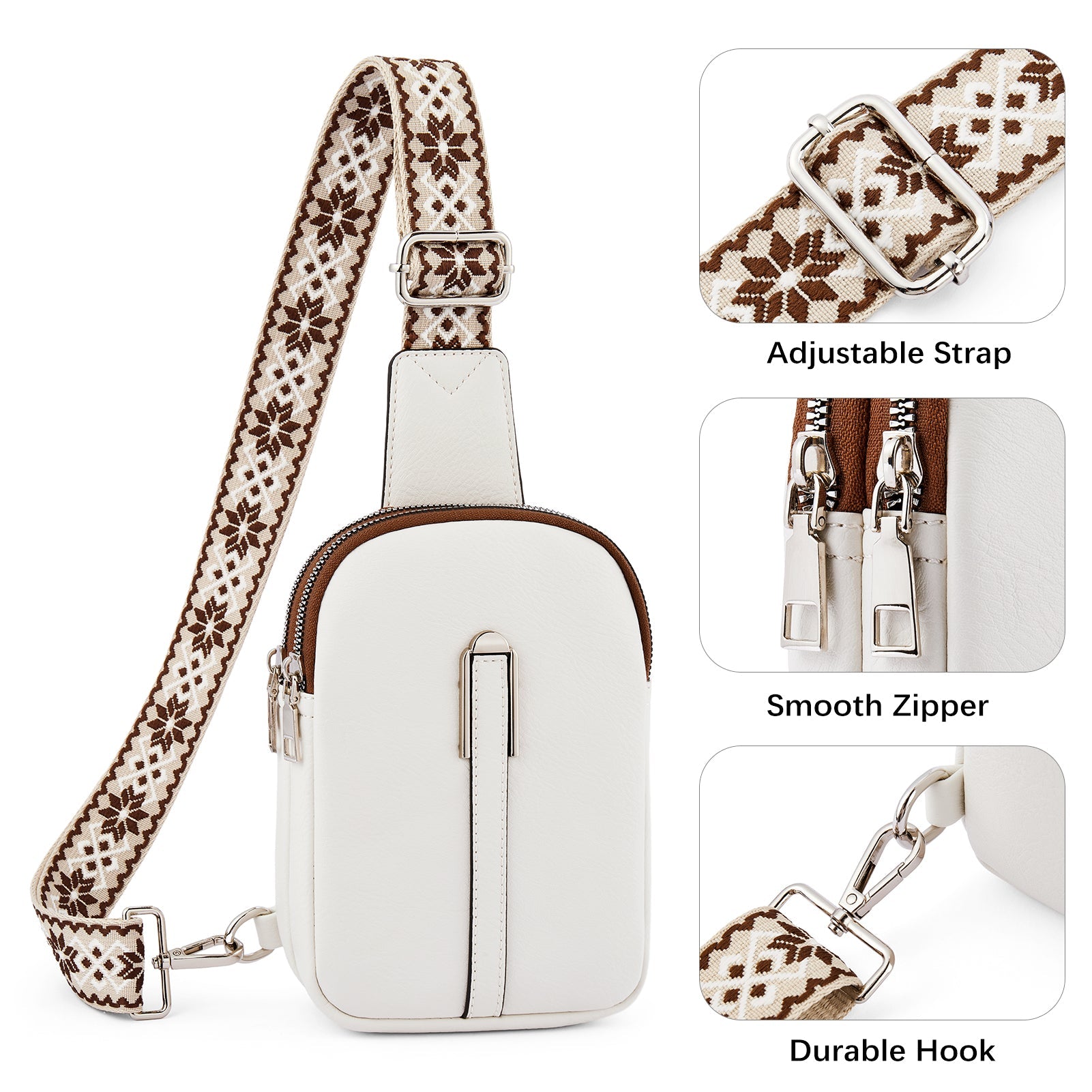 Aurora Adjustable Embroidered Shoulder Strap Crossbody Bag for Women