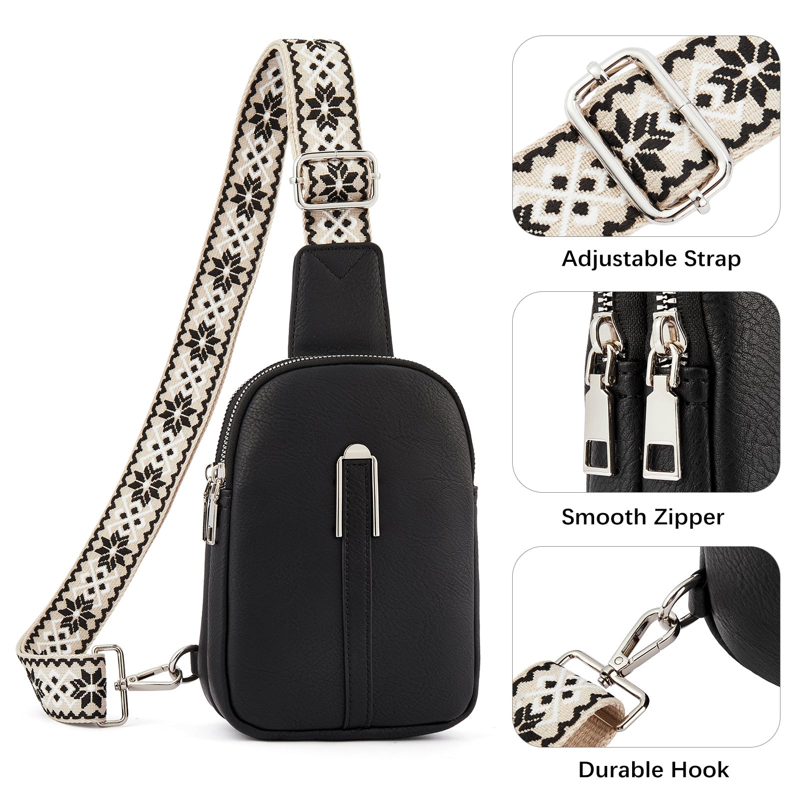 Aurora Adjustable Embroidered Shoulder Strap Crossbody Bag for Women