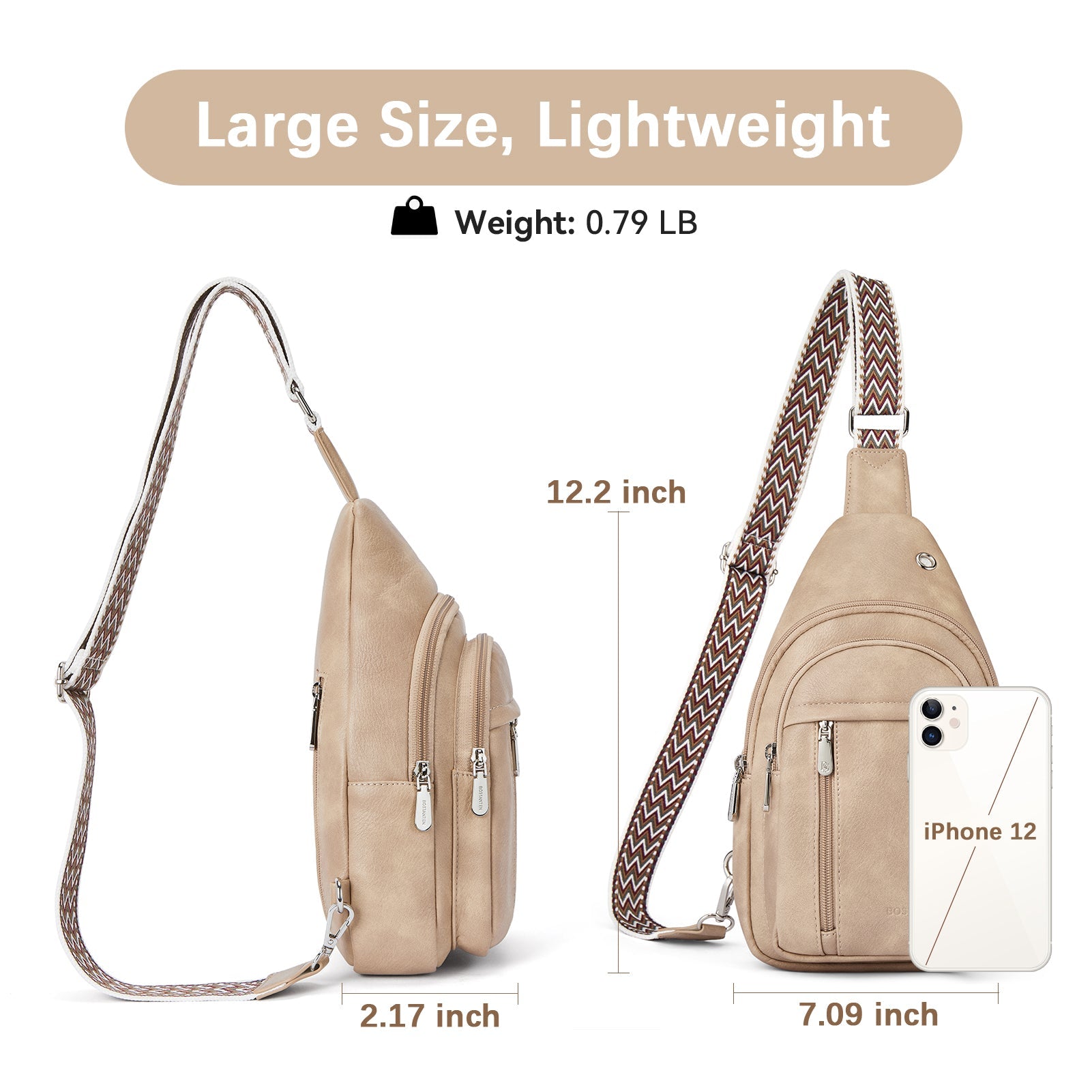 Aurora Chevron Patterned Sling Bag with Adjustable Guitar Strap