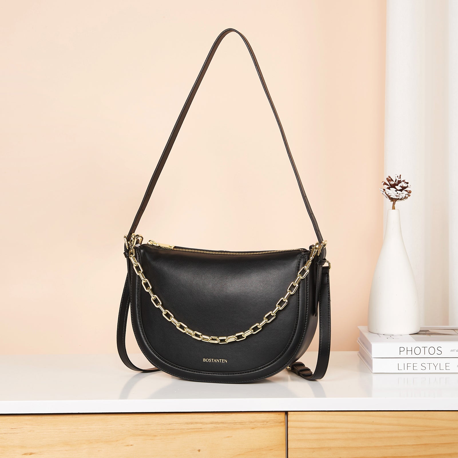 BOSTANTEN Women Shoulder Tote HandBag Designer Leather Purses Crossbody Bags with Zipper