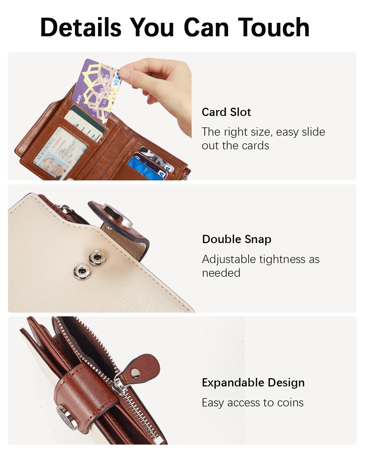 Luna Small RFID Blocking Bifold Zipper Pocket Wallet Card Case with ID Window