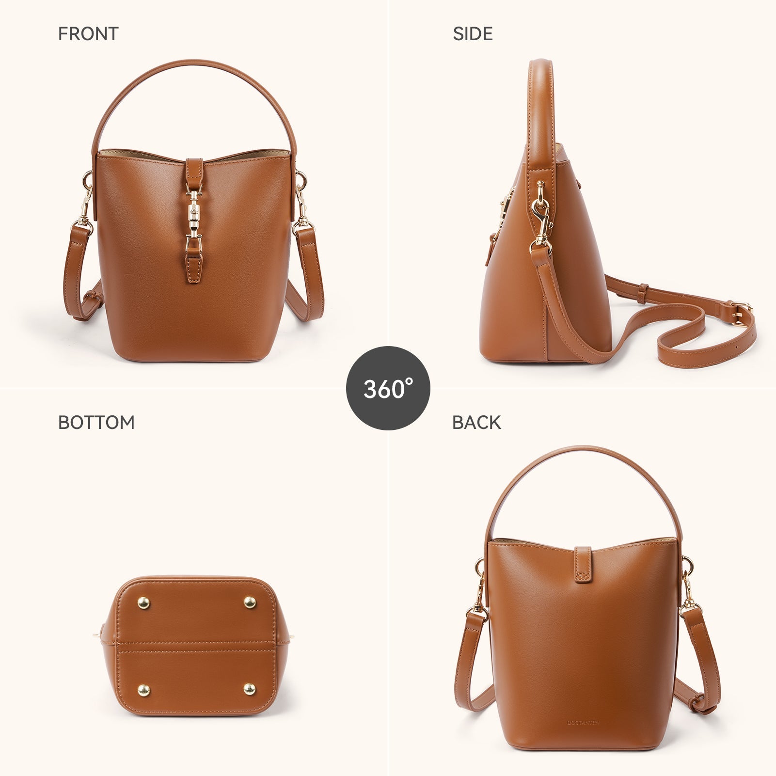 Harper Jones Bucket Shoulder Bag – Gold Clasp Crossbody