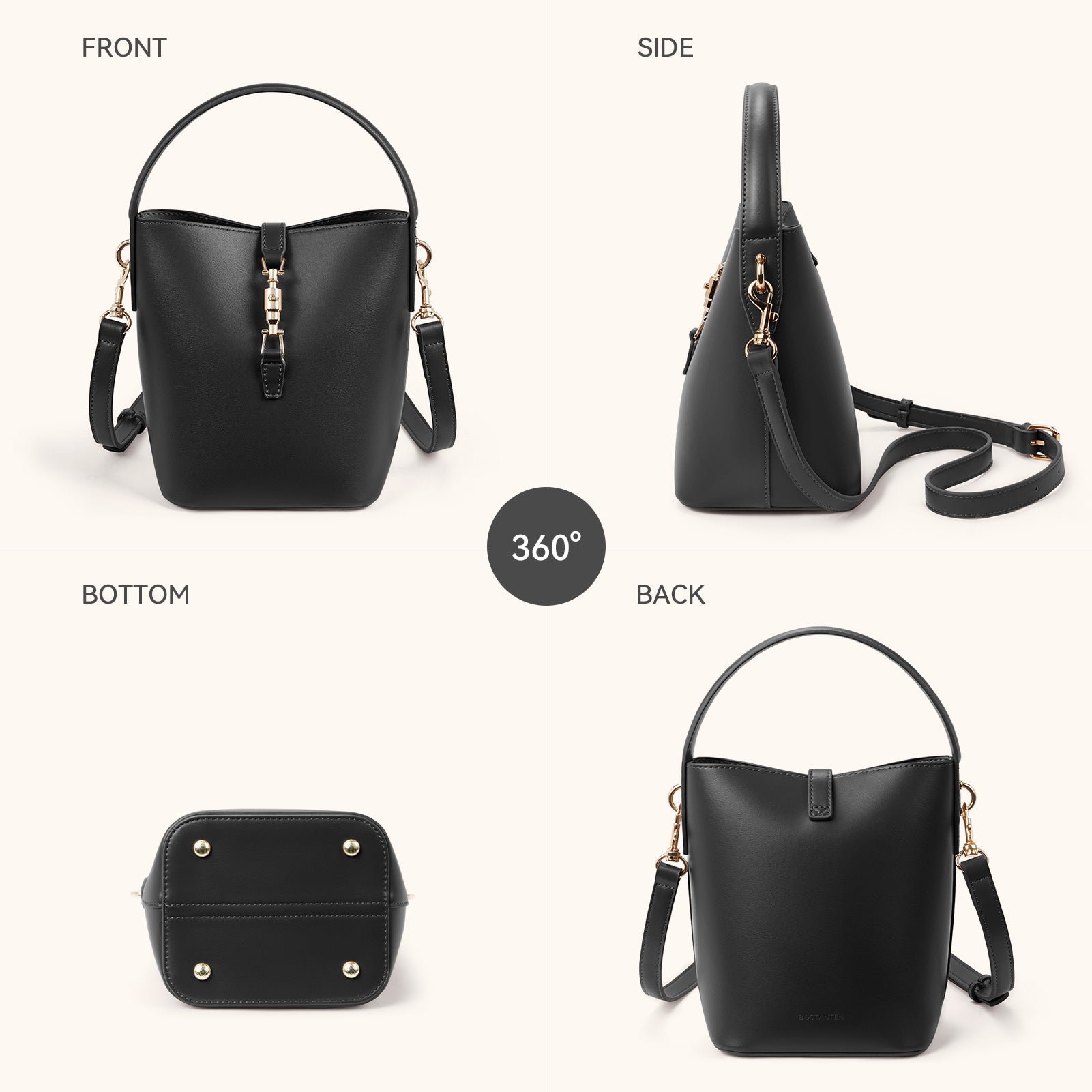 Harper Jones Bucket Shoulder Bag – Gold Clasp Crossbody