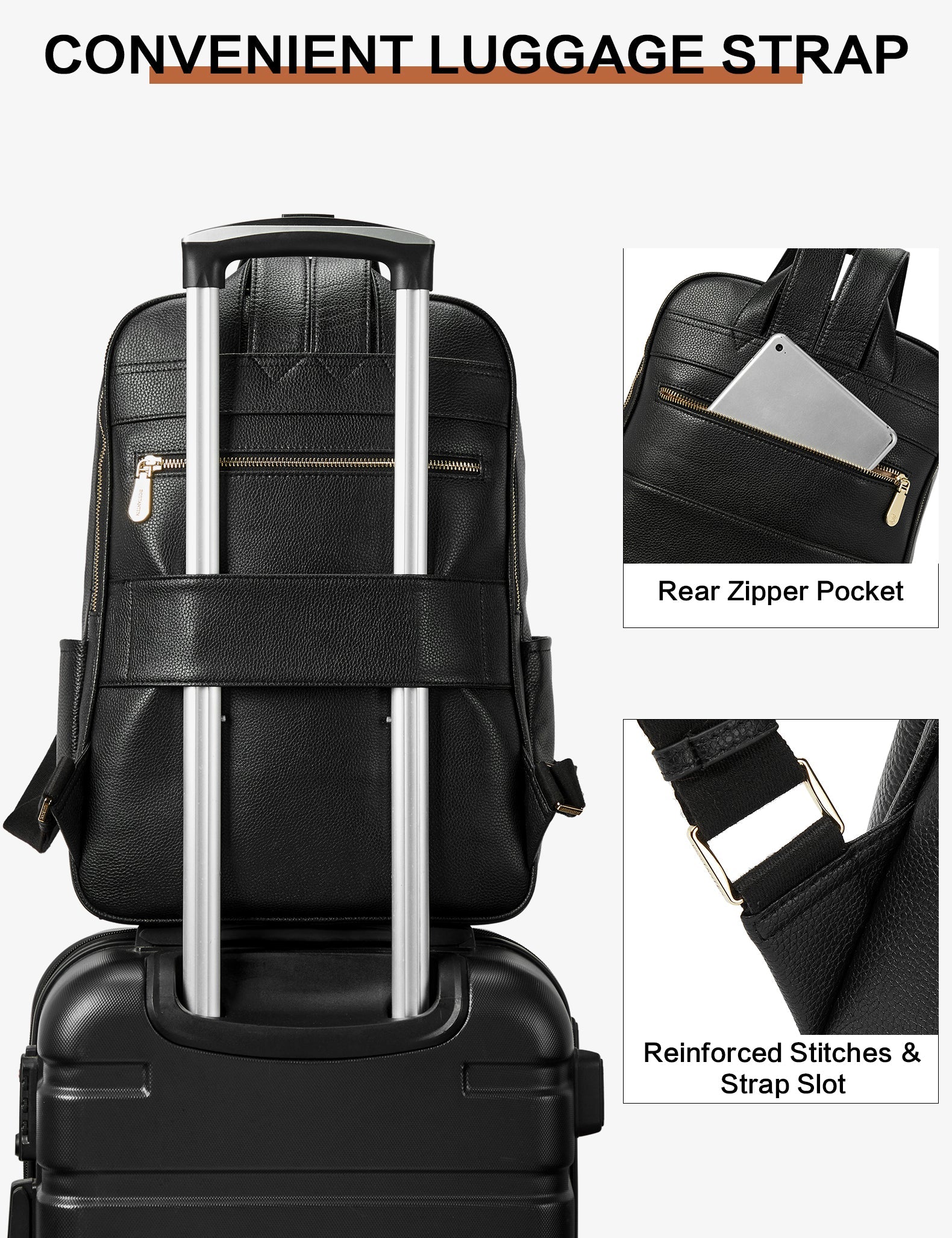 Nombongo Leather 15.6 Inch Laptop Daypack Backpack for Women