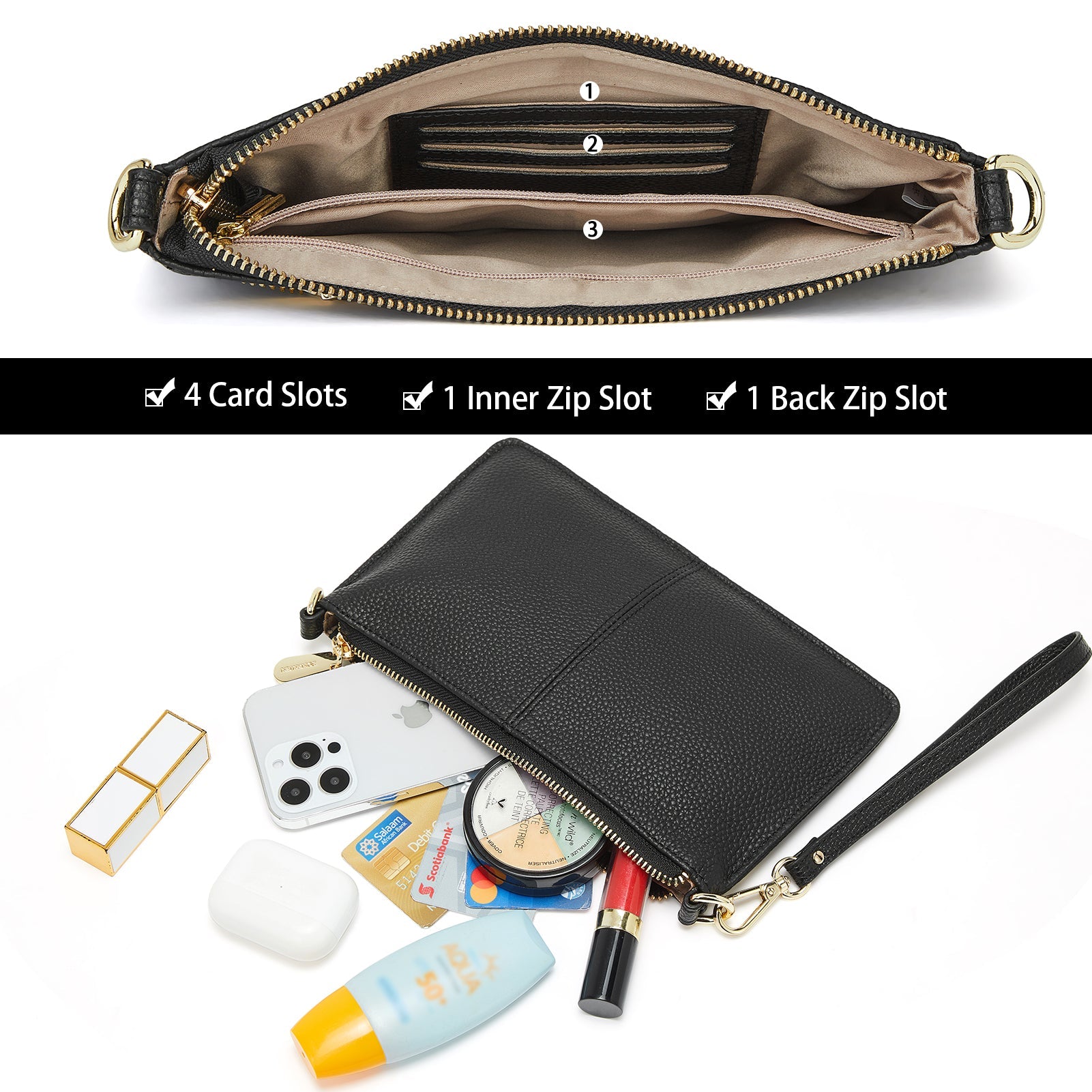 Nola Chic and Convenient - The Wristlet Clutch Purse-Black