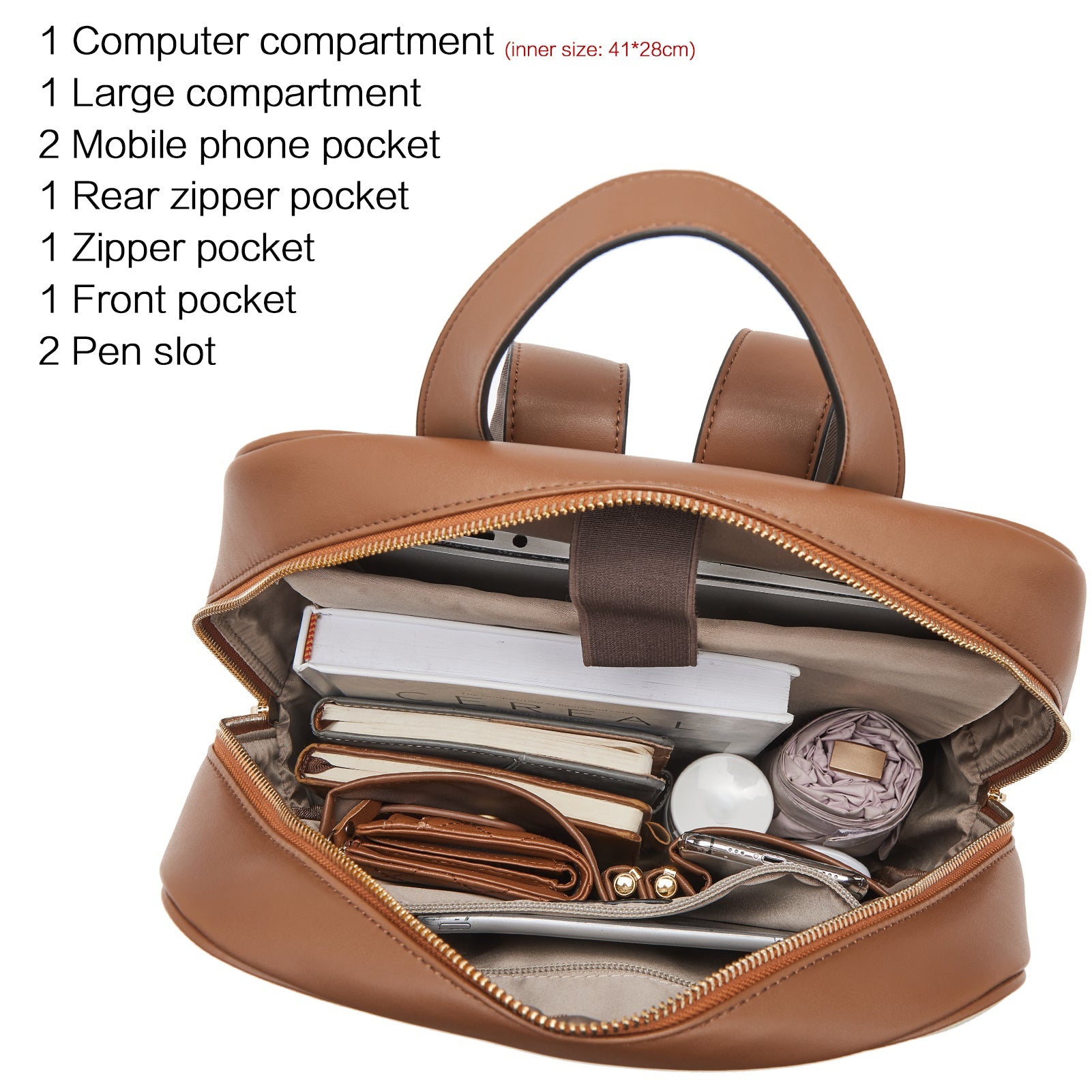 Libe Leather Laptop Backpack for Women For Travel