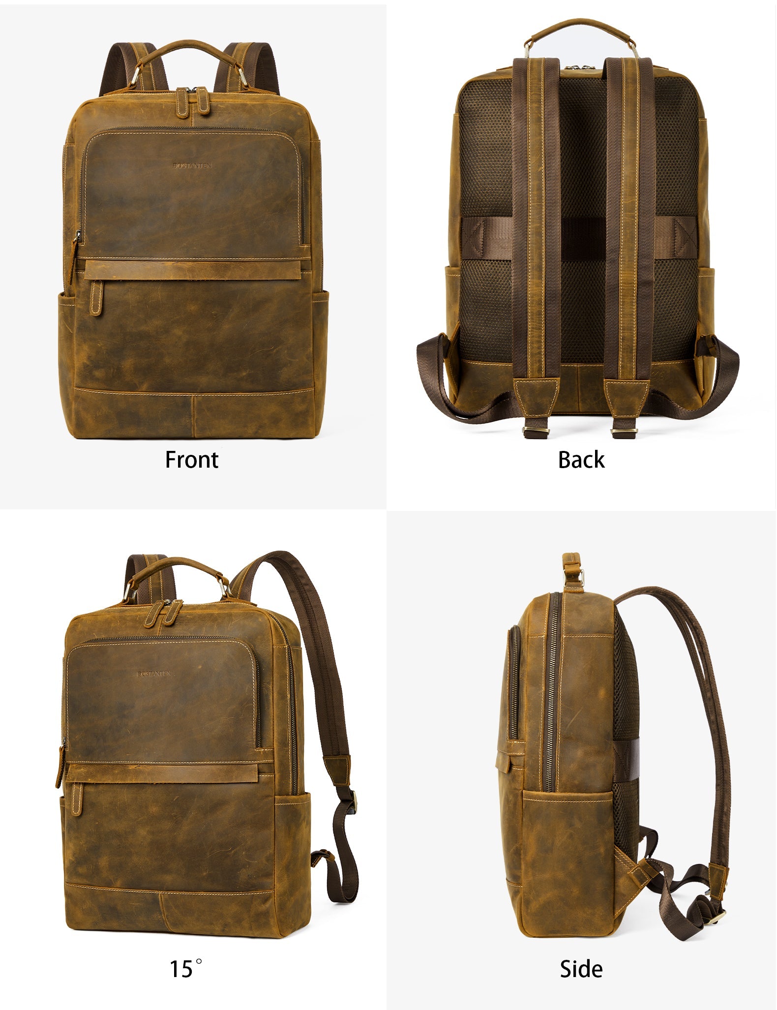 Men's Large Retro Business Backpack for 15.6-inch Laptops