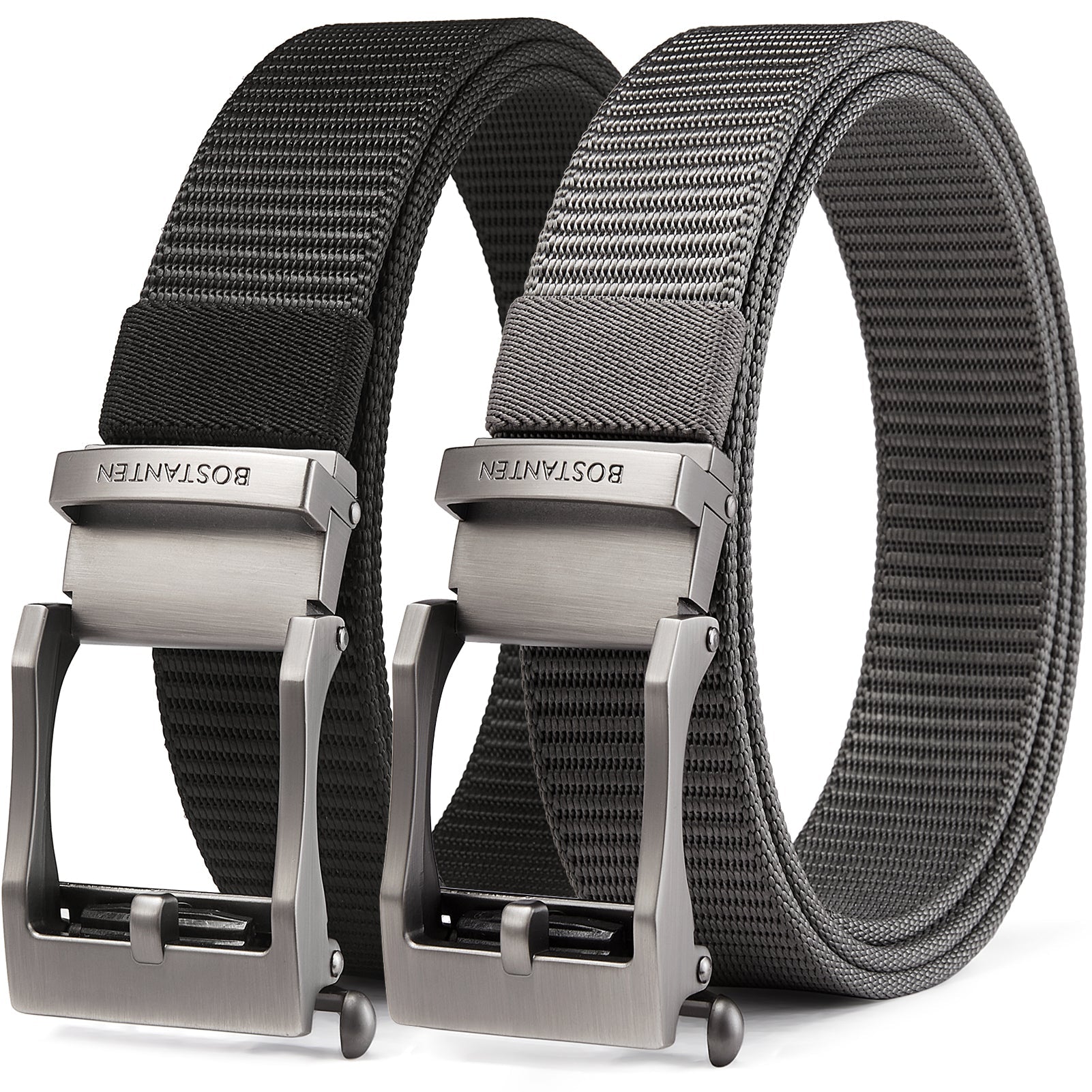 BOSTANTEN Men's Ratchet Dress Belts 2 Packs, Trim to Fit