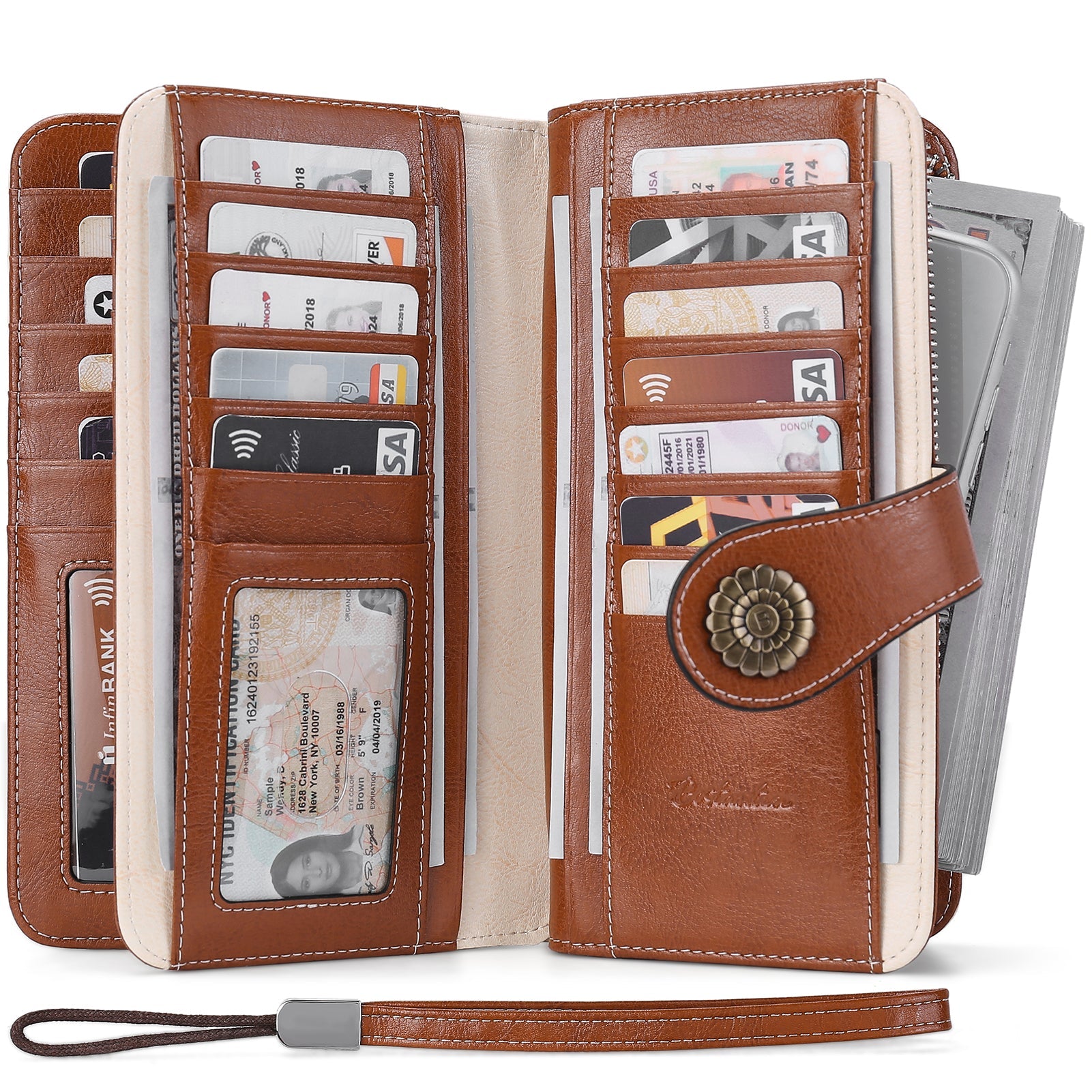 Lomy Big Wallet For Women With Wristlet — Large Capacity