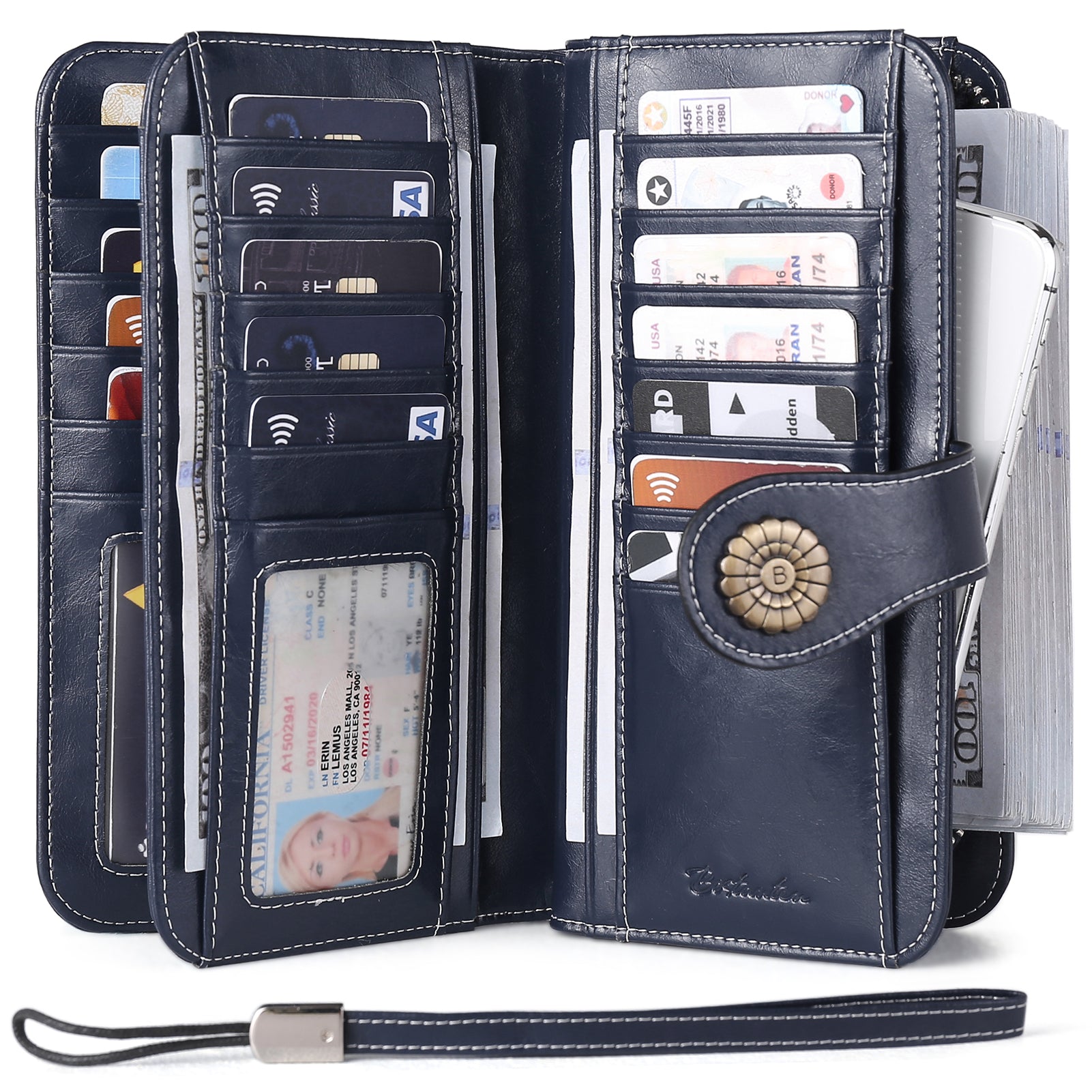 Lomy Big Wallet For Women With Wristlet — Large Capacity