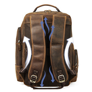 BOSTANTEN Leather Backpack for Men, 15.6 inch Laptop Backpack Large Capacity Business Travel Bag Vintage Shoulder Daypacks