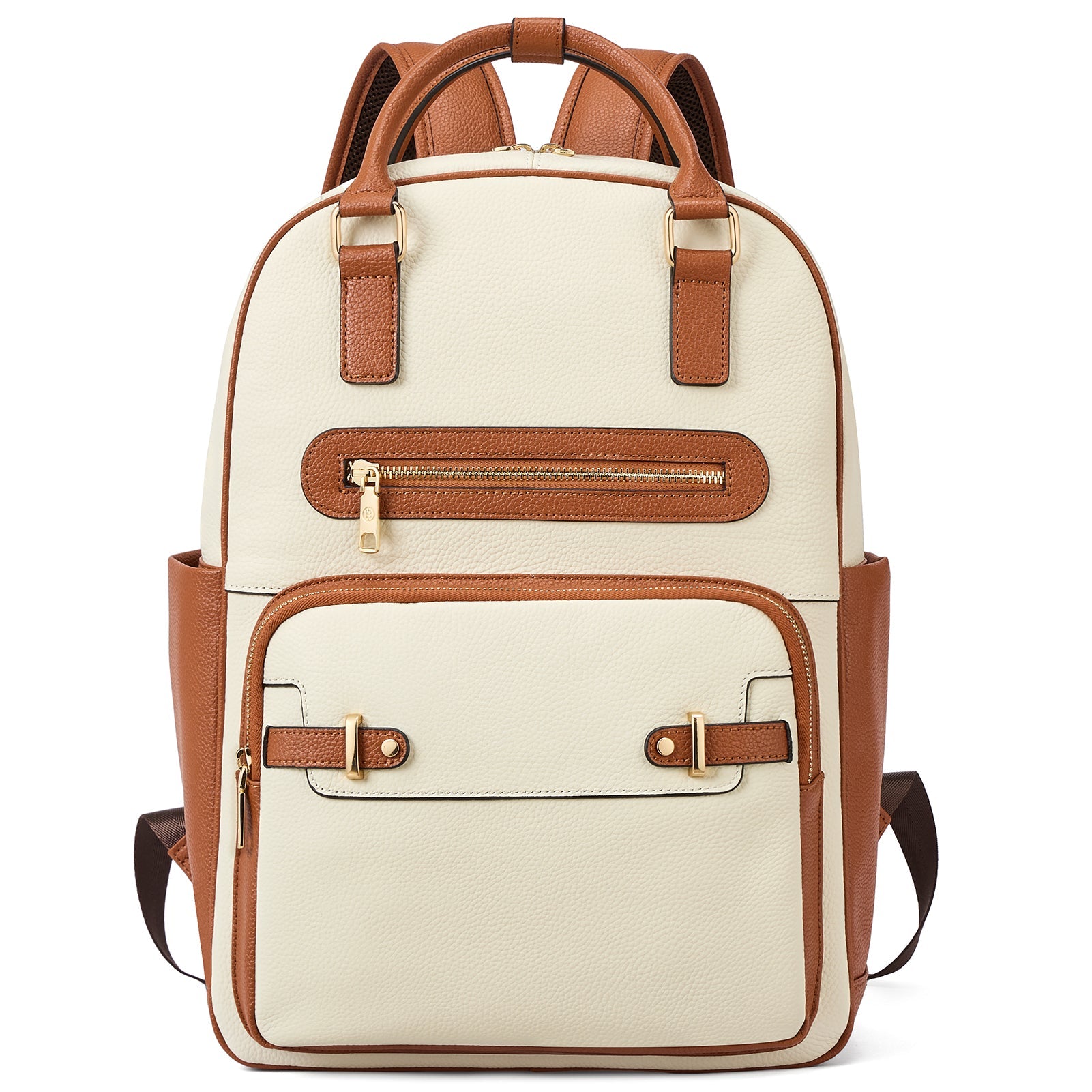 Smart Genuine Leather Laptop Backpack — Expandable Bottle Pocket