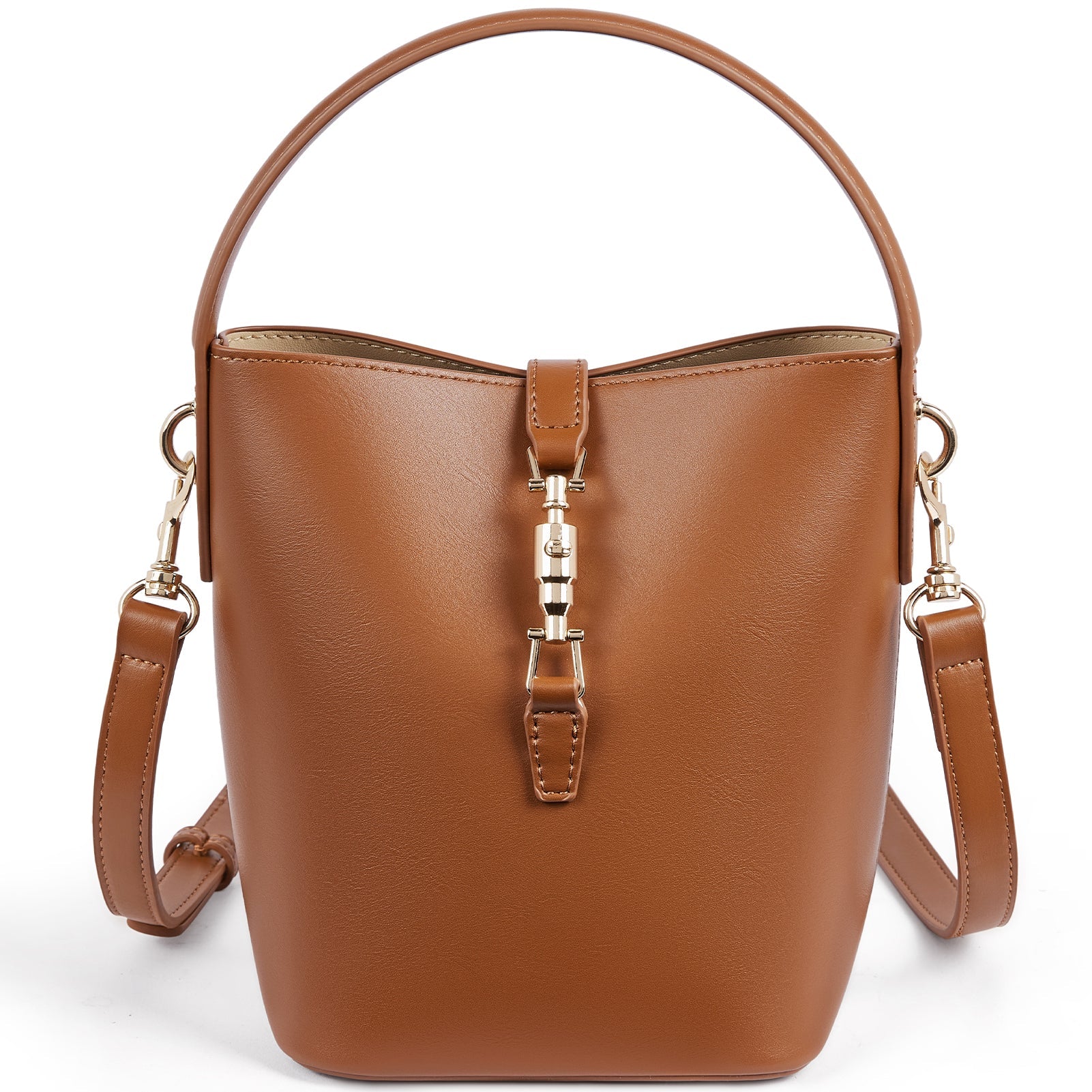 Harper Jones Bucket Shoulder Bag – Gold Clasp Crossbody