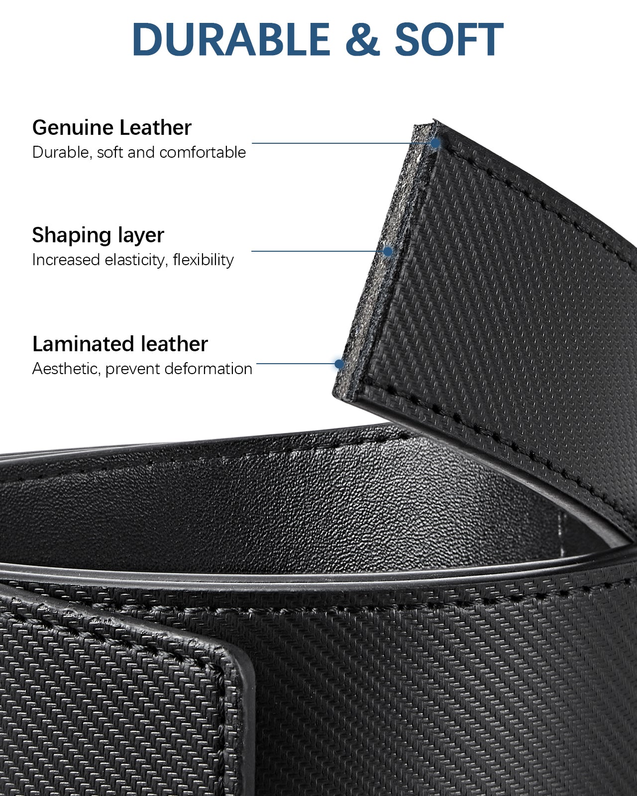 BOSTANTEN Ratchet Leather Belt For Men with Adjustable Buckle, Trim to Fit —Skeleton