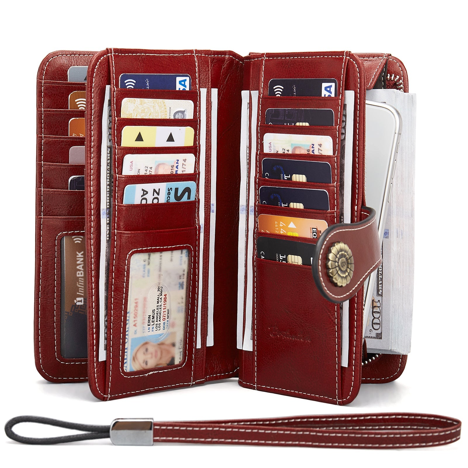 Lomy Big Wallet For Women With Wristlet — Large Capacity