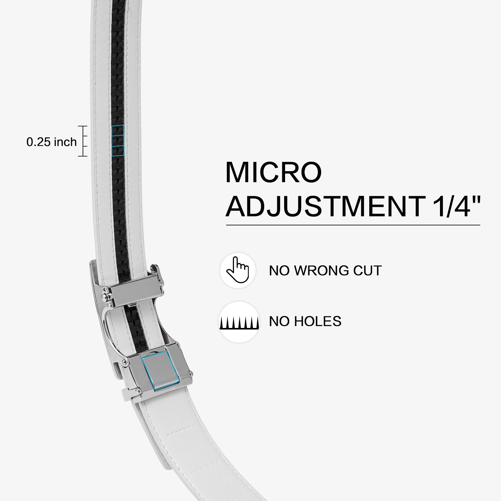Leather Ratchet Dress Belt with Sliding Adjustable Buckle