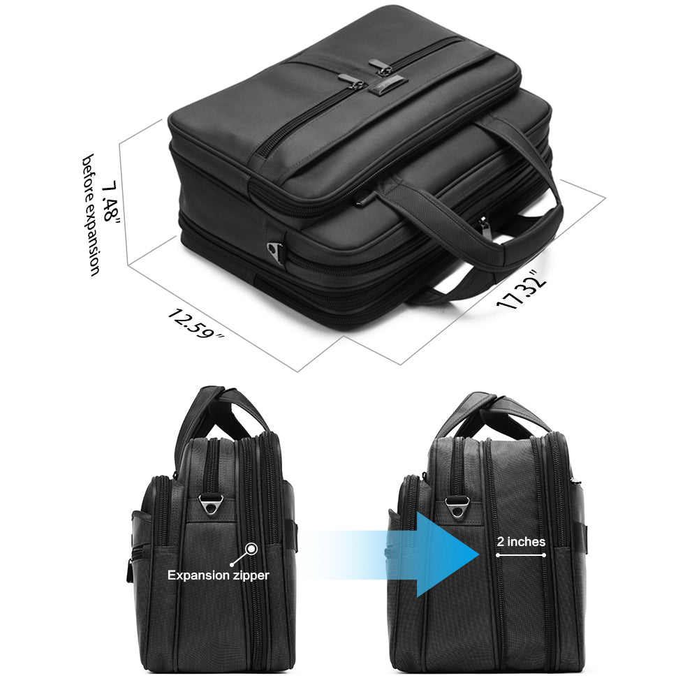 Waterproof Nylon Briefcase Expandable Travel Bag | 17' Laptop