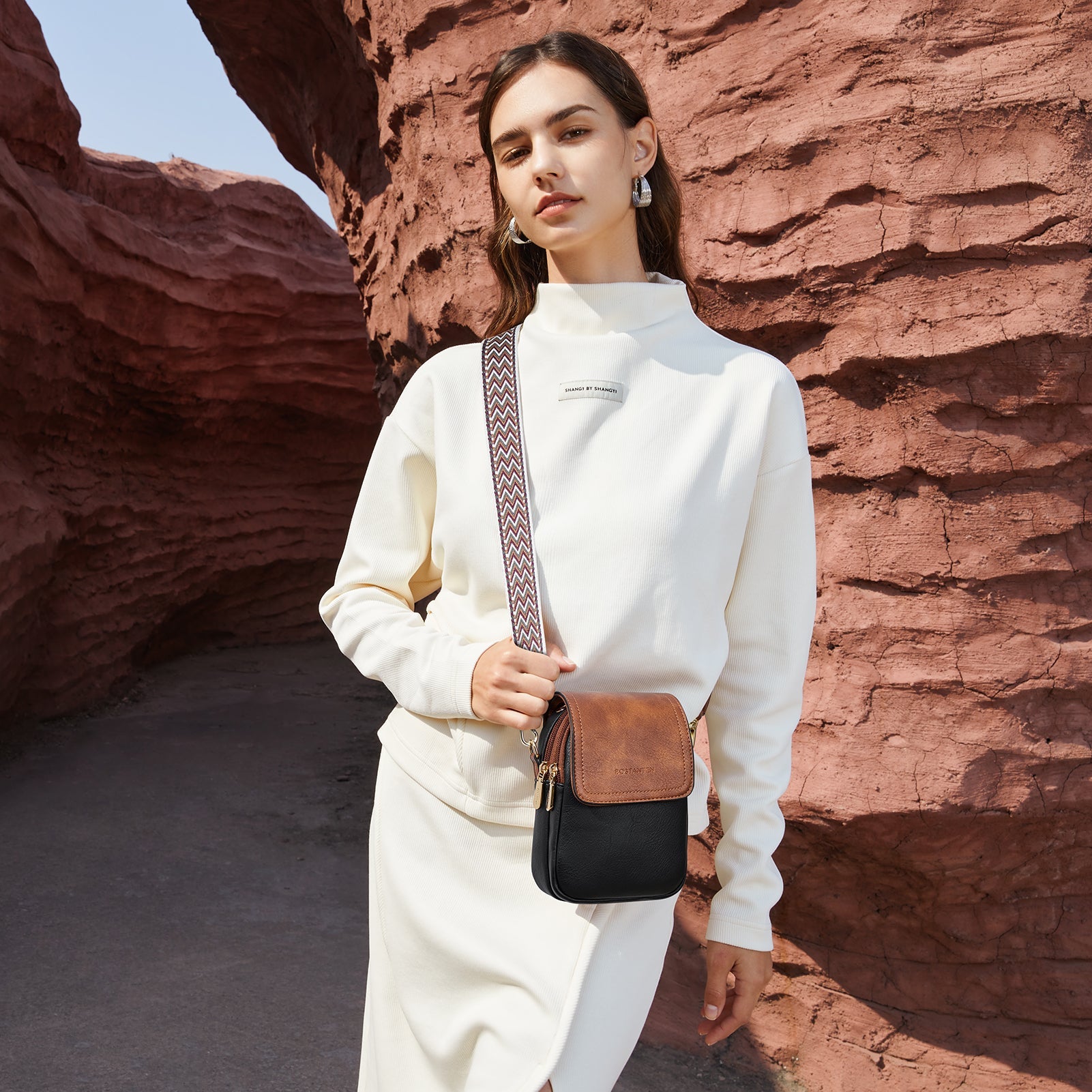 Phone Crossbody Bag – Chevron Pattern Strap