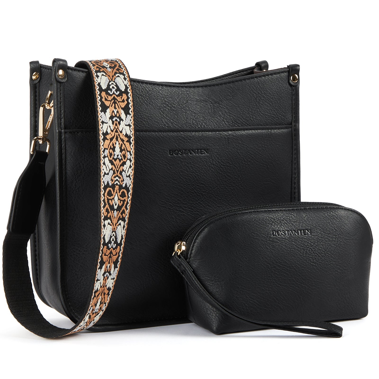 Lotty Floral Embroidered Leather Tote with Shoulder Strap