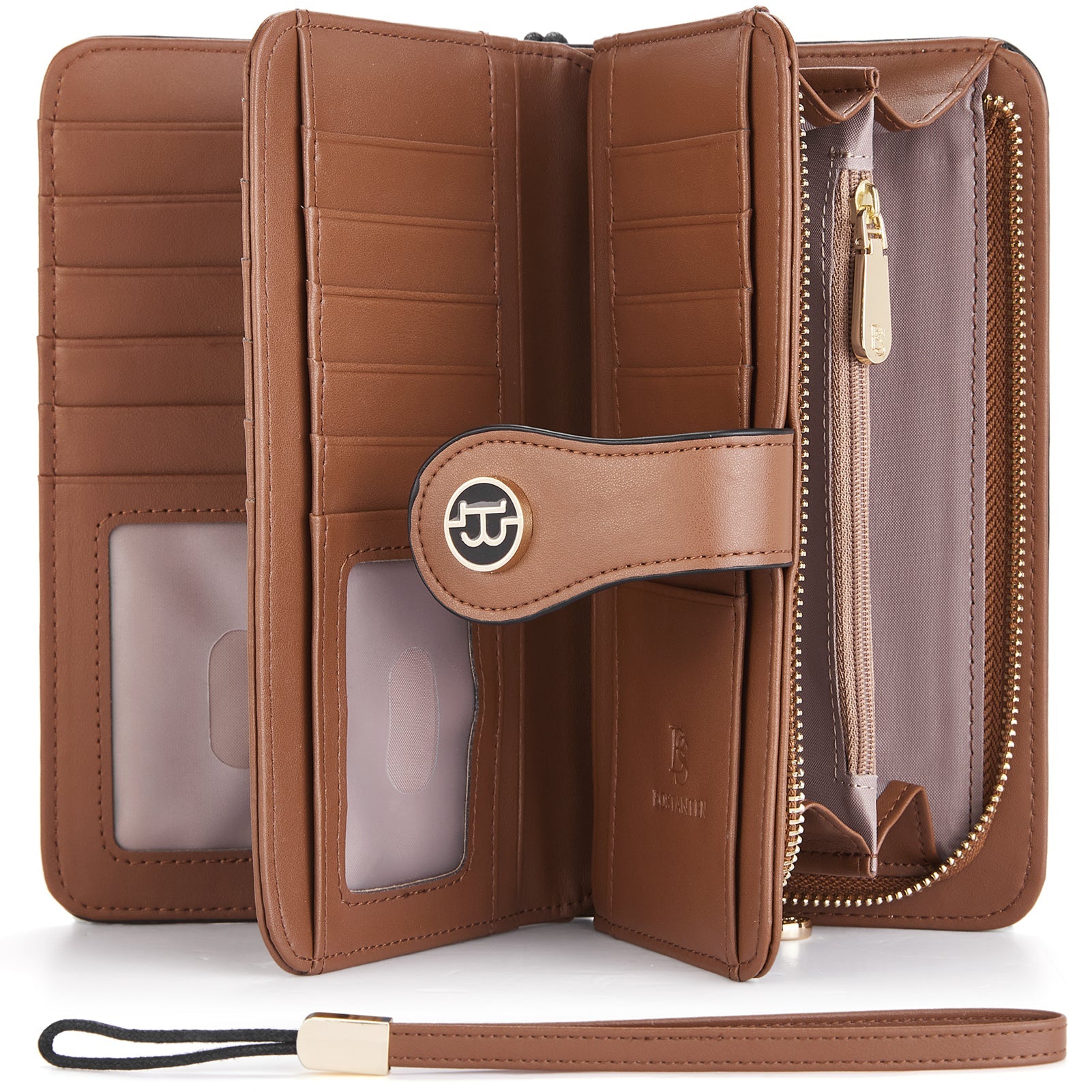 BOSTANTEN Womens Wallet Genuine Leather Large Capacity Wristlet Clutch Purse Credit Card Holder with RFID Blocking