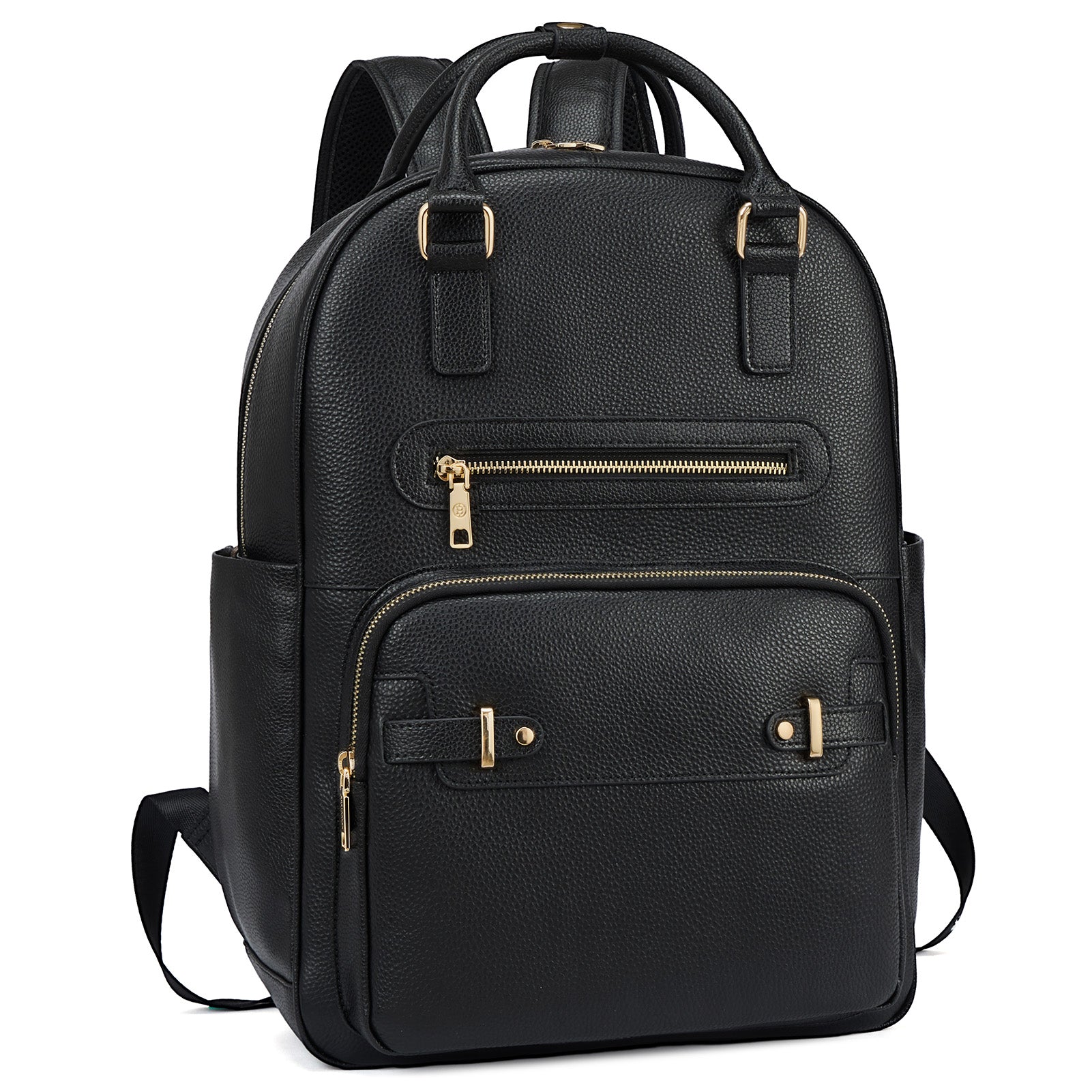 Smart Genuine Leather Laptop Backpack — Expandable Bottle Pocket
