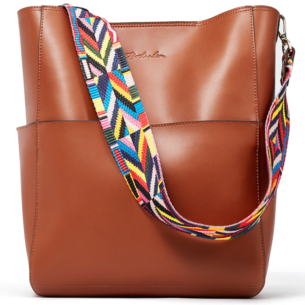 Lotty Genuine Leather Bucket Bag With 2 Shoulder Straps