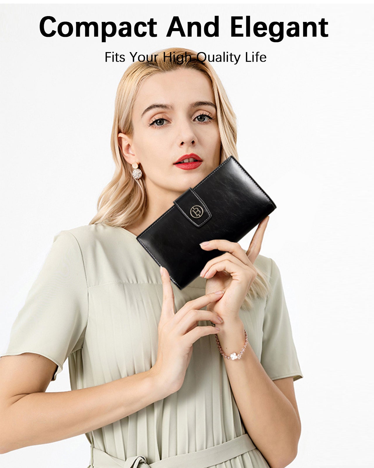 BOSTANTEN Womens Leather Wallets RFID Blocking Large Capacity Trifold Card Holder Ladies Phone Clutch