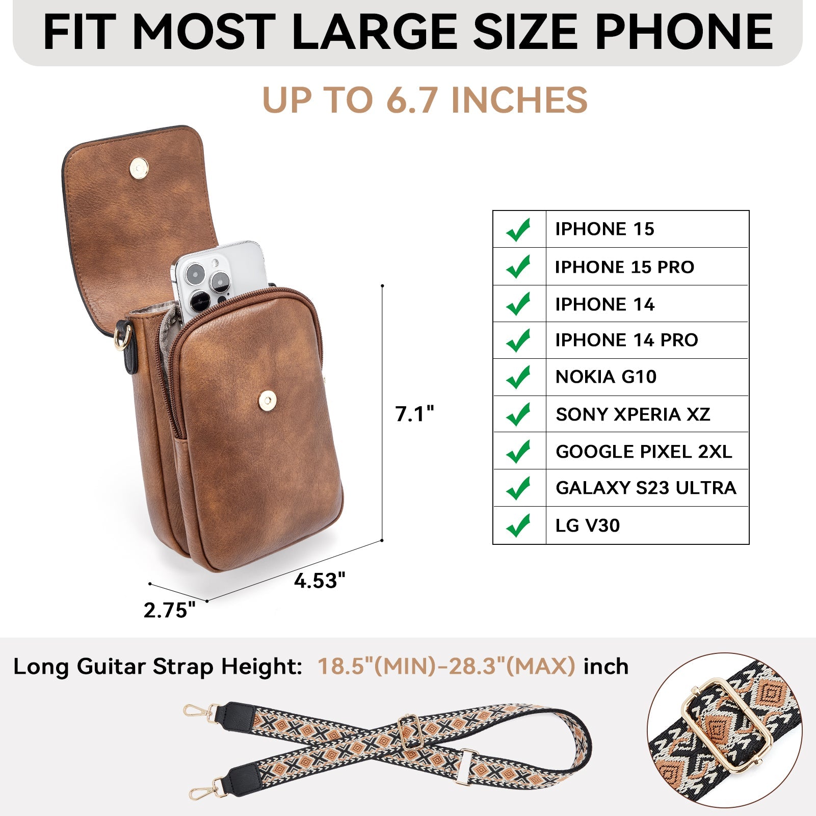 Phone Crossbody Bag – Diamond Pattern Strap