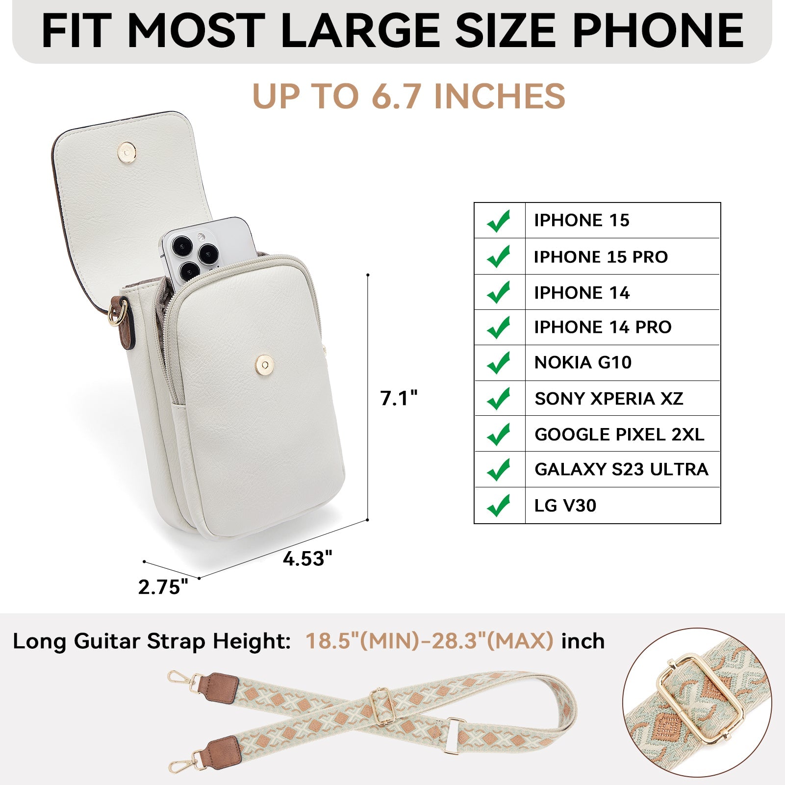 Phone Crossbody Bag – Diamond Pattern Strap