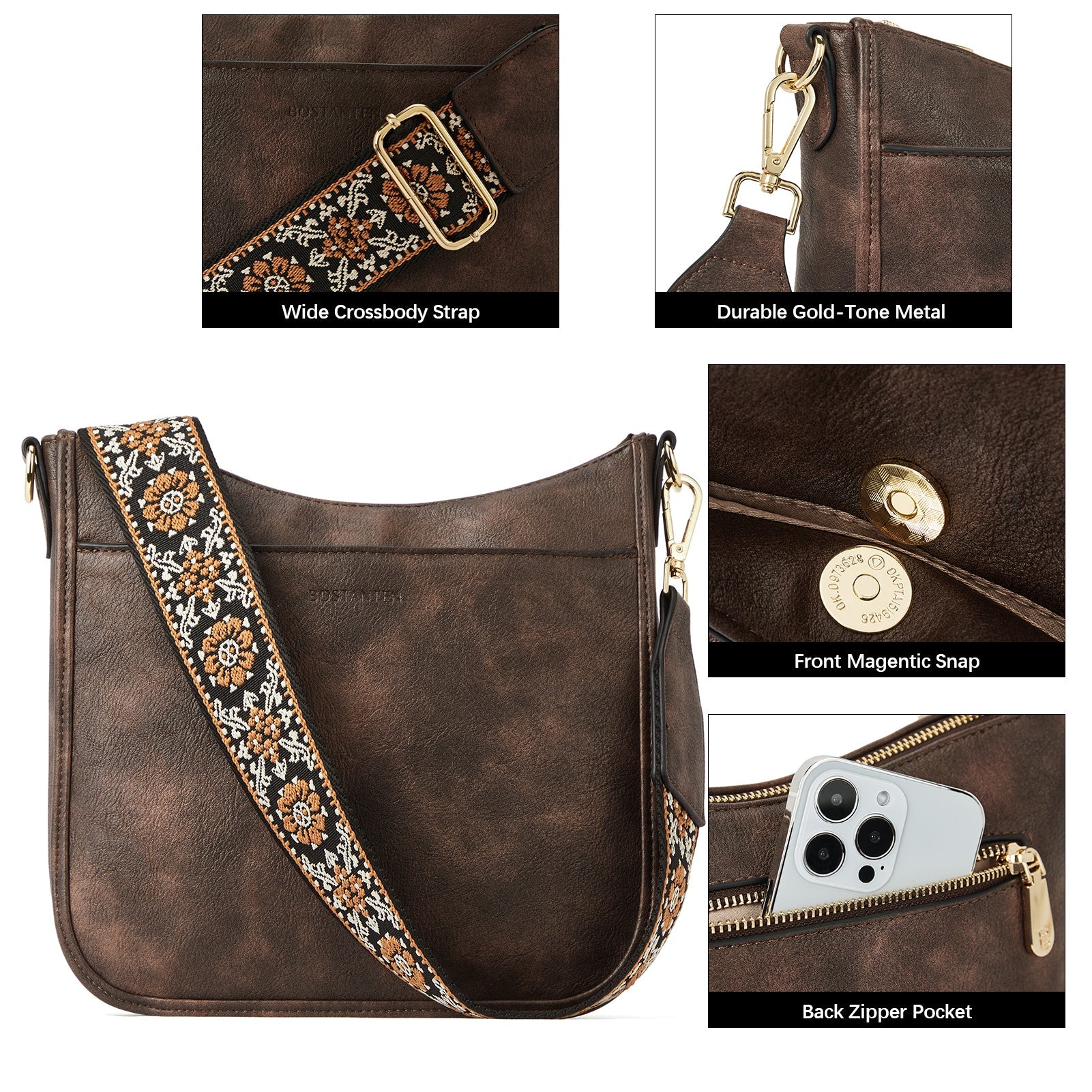 Lotty Floral Embroidered Leather Tote with Shoulder Strap