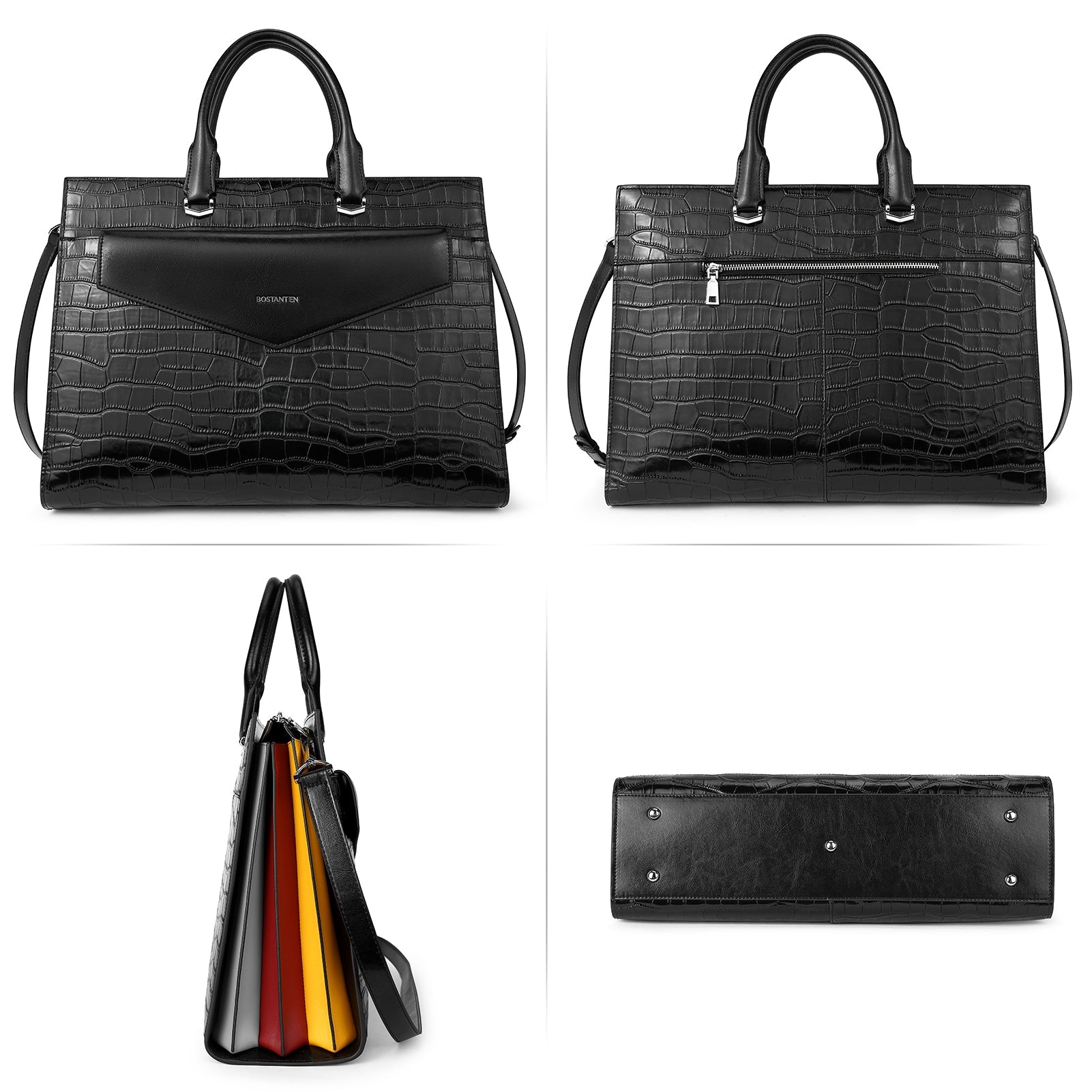 Glora Crocodile Slim Computer Briefcase For Professional Women