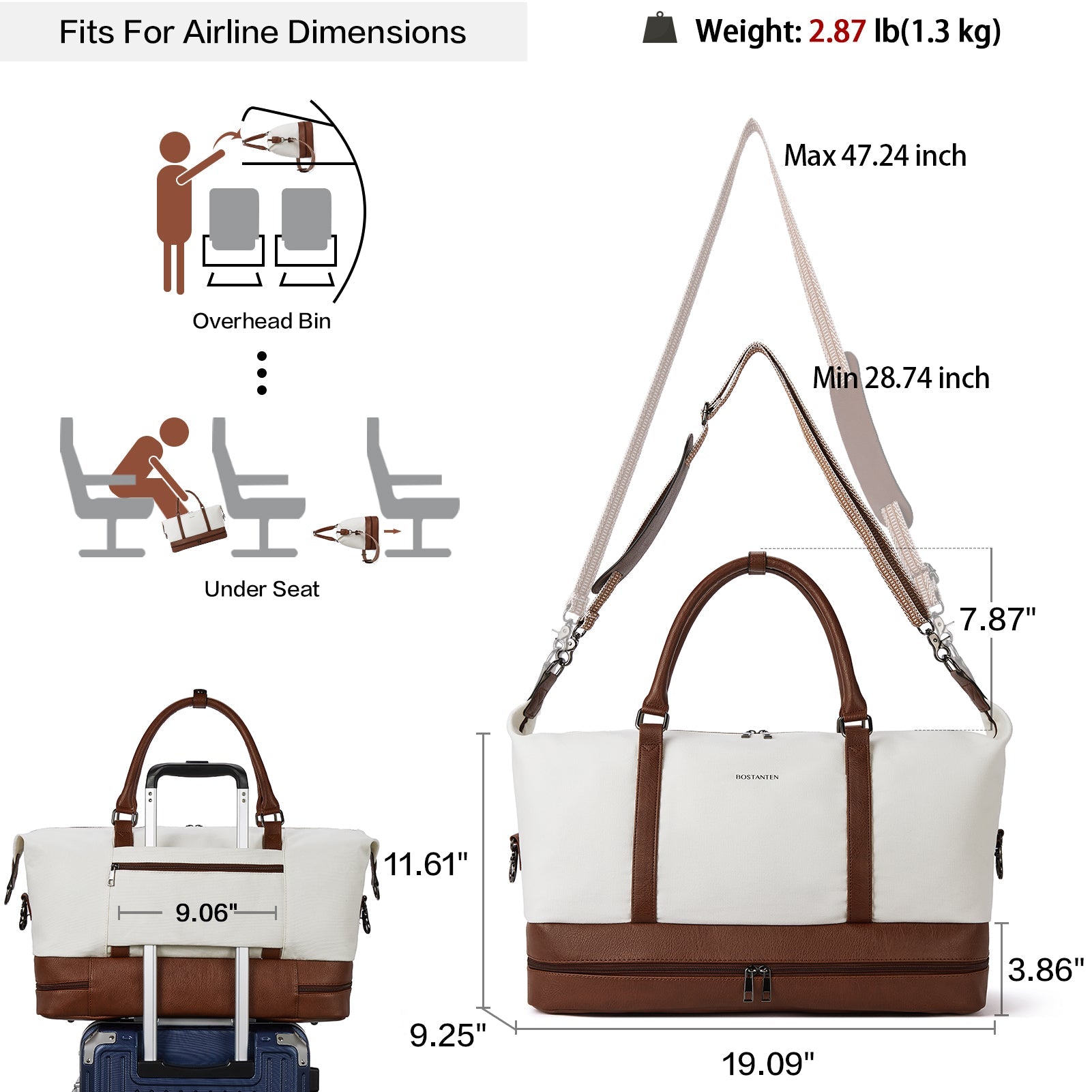 Zenobe Canvas Weekender Bag for Women