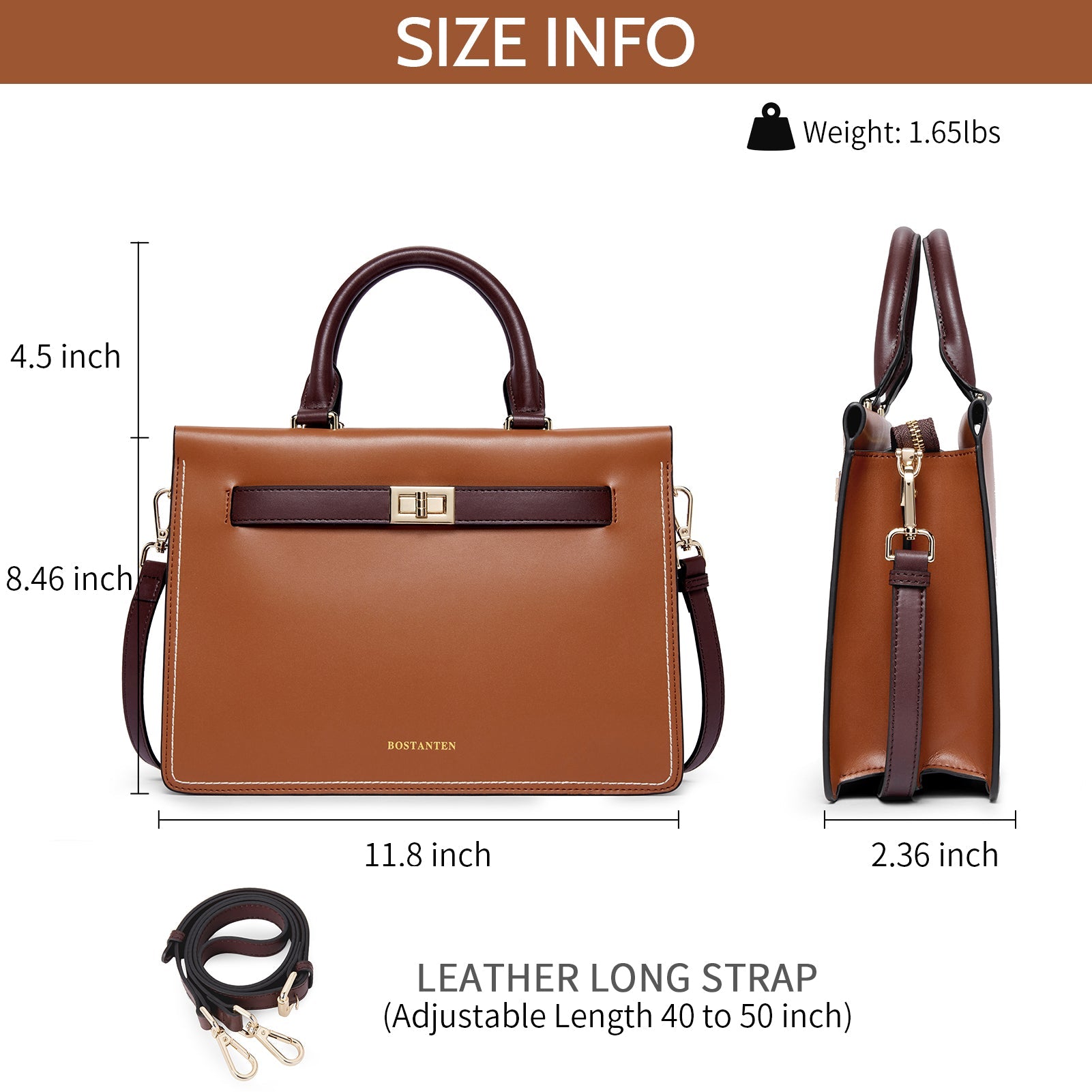 BOSTANTEN Leather Handbag for Women Top Handle Designer Fashion Shoulder Bag Purse