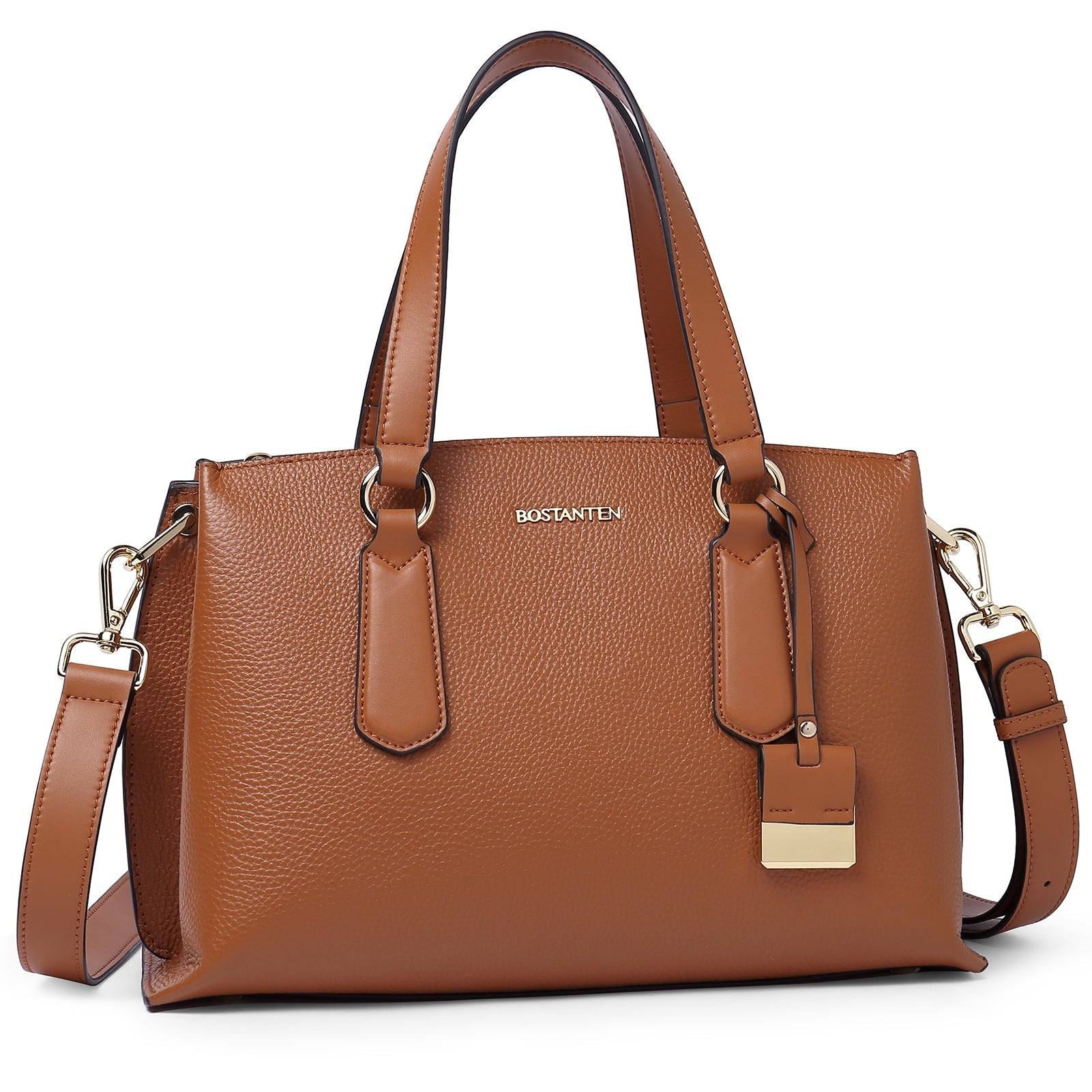BOSTANTEN Women Leather Handbags Designer Tote Purses Ladies Fashion Satchel Top Handle Bags Triple Compartment