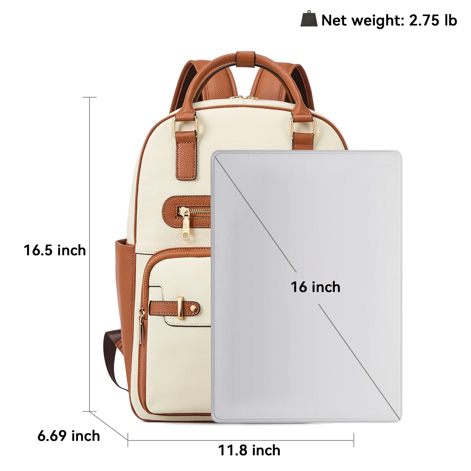 Smart Genuine Leather Laptop Backpack with Expandable Bottle Pocket