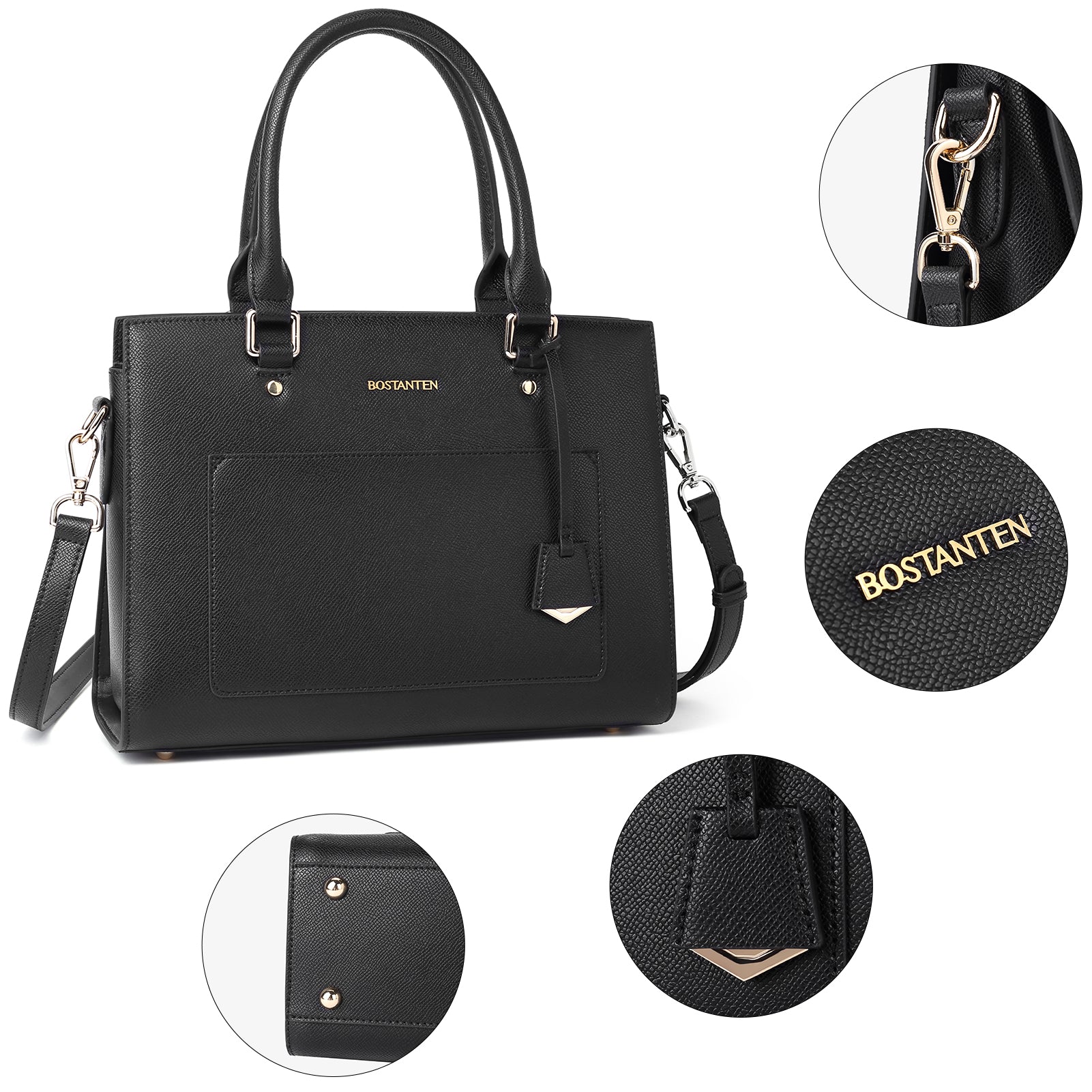 BOSTANTEN Women Top Handle Leather Tote Bag With Shoulder Strap