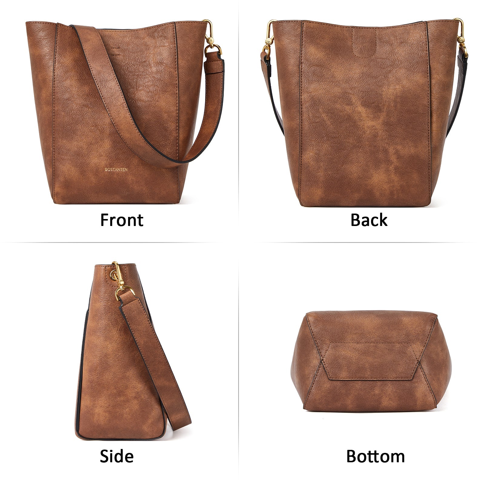 BOSTANTEN Leather Purses and Handbags for Women Designer Hobo Bucket Bag Fashion Small Crossbody Purses