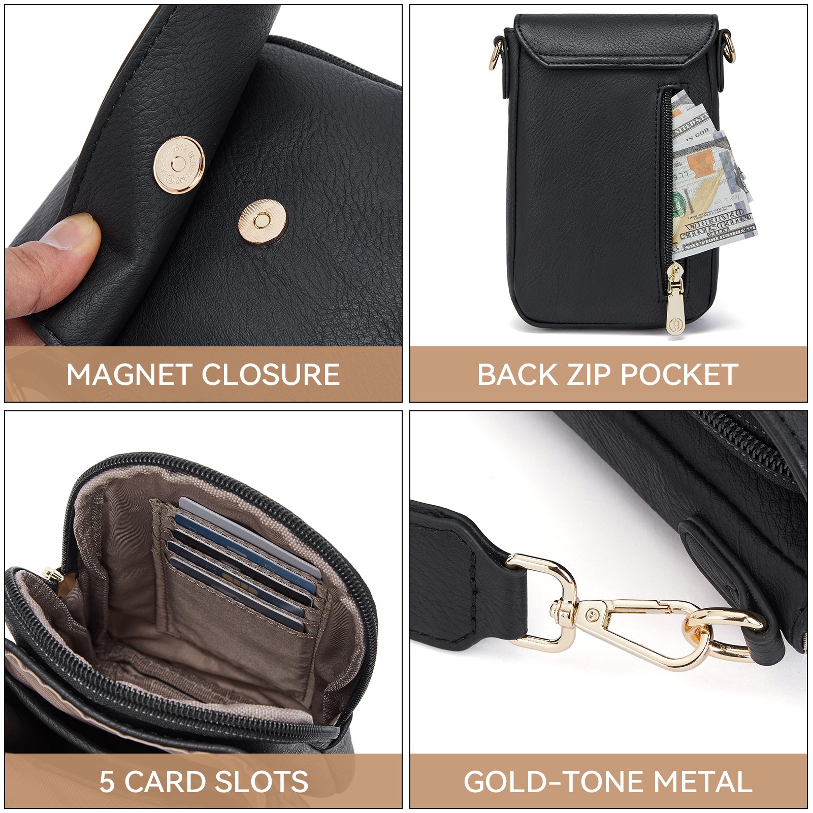 Phone Crossbody Bag – Diamond Pattern Strap