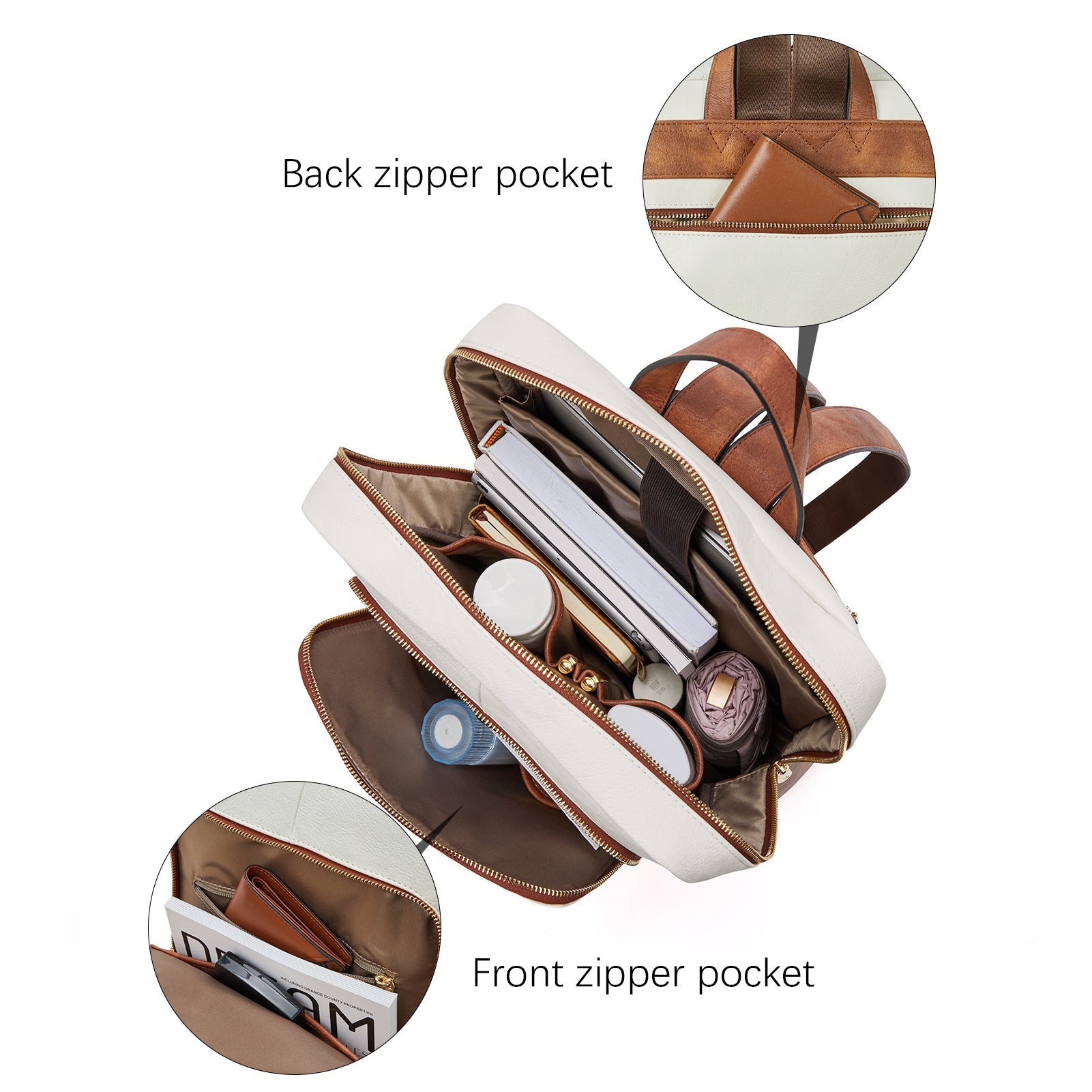 Baish Women Leather Laptop Backpack Travel Business Work Daypack