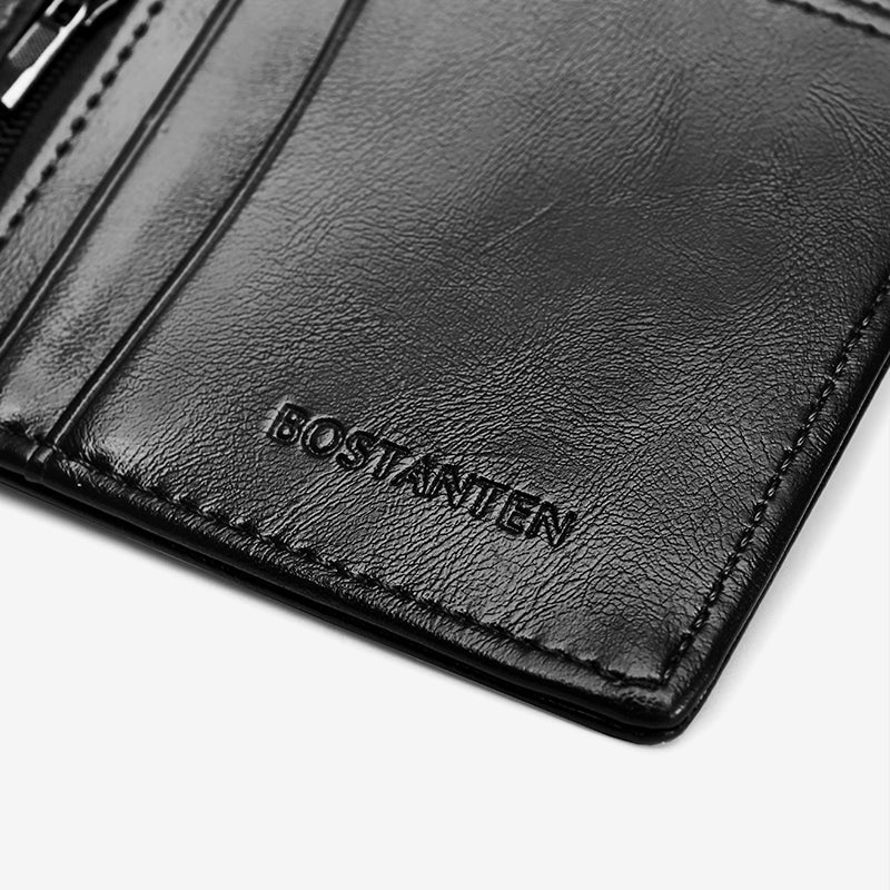 BOSTANTEN Bifold Wallet Men's Coin Zipper Material PU leather