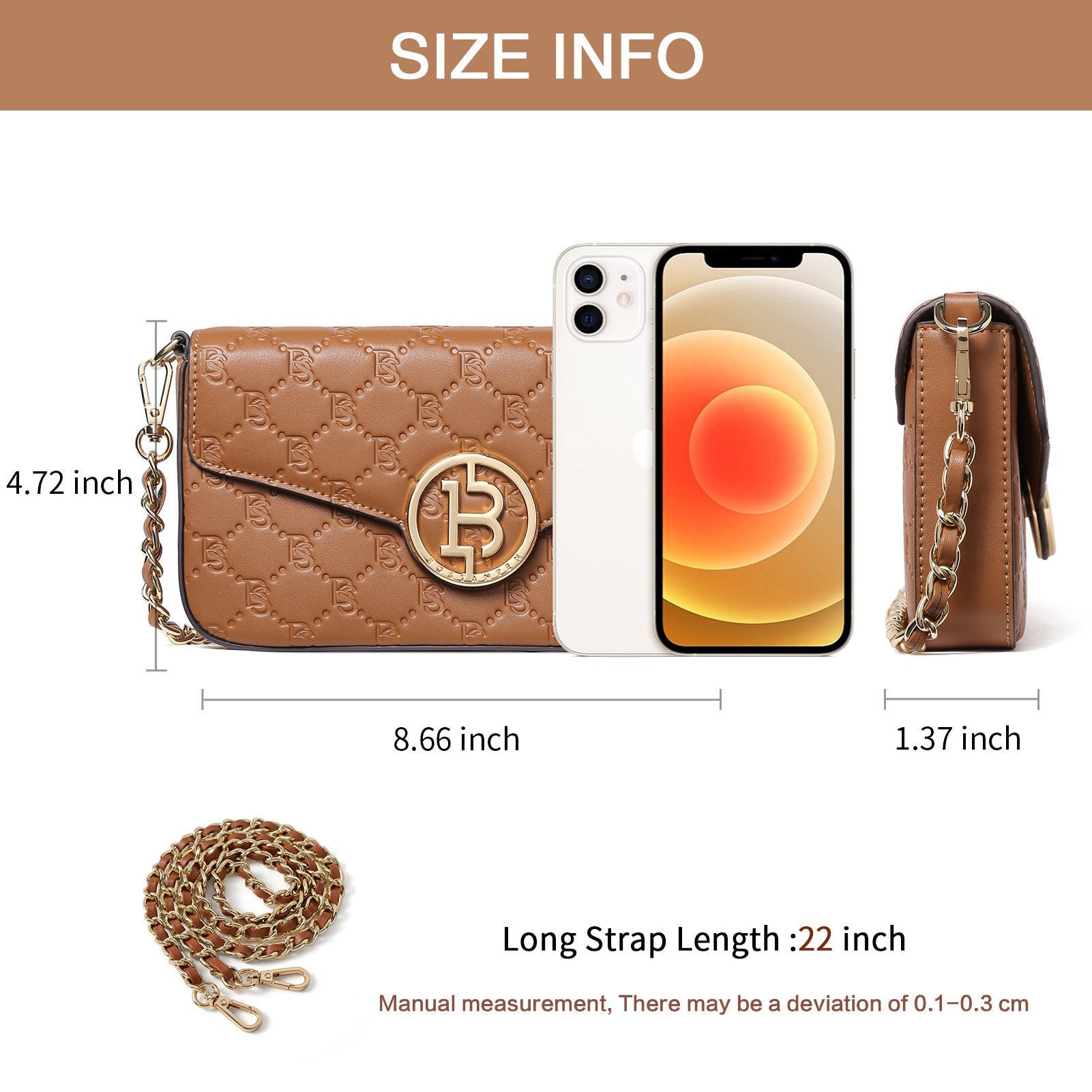 BOSTANTEN Small Crossbody Bags for Women Quilted Leather Designer Shoulder Bag with Chain Strap