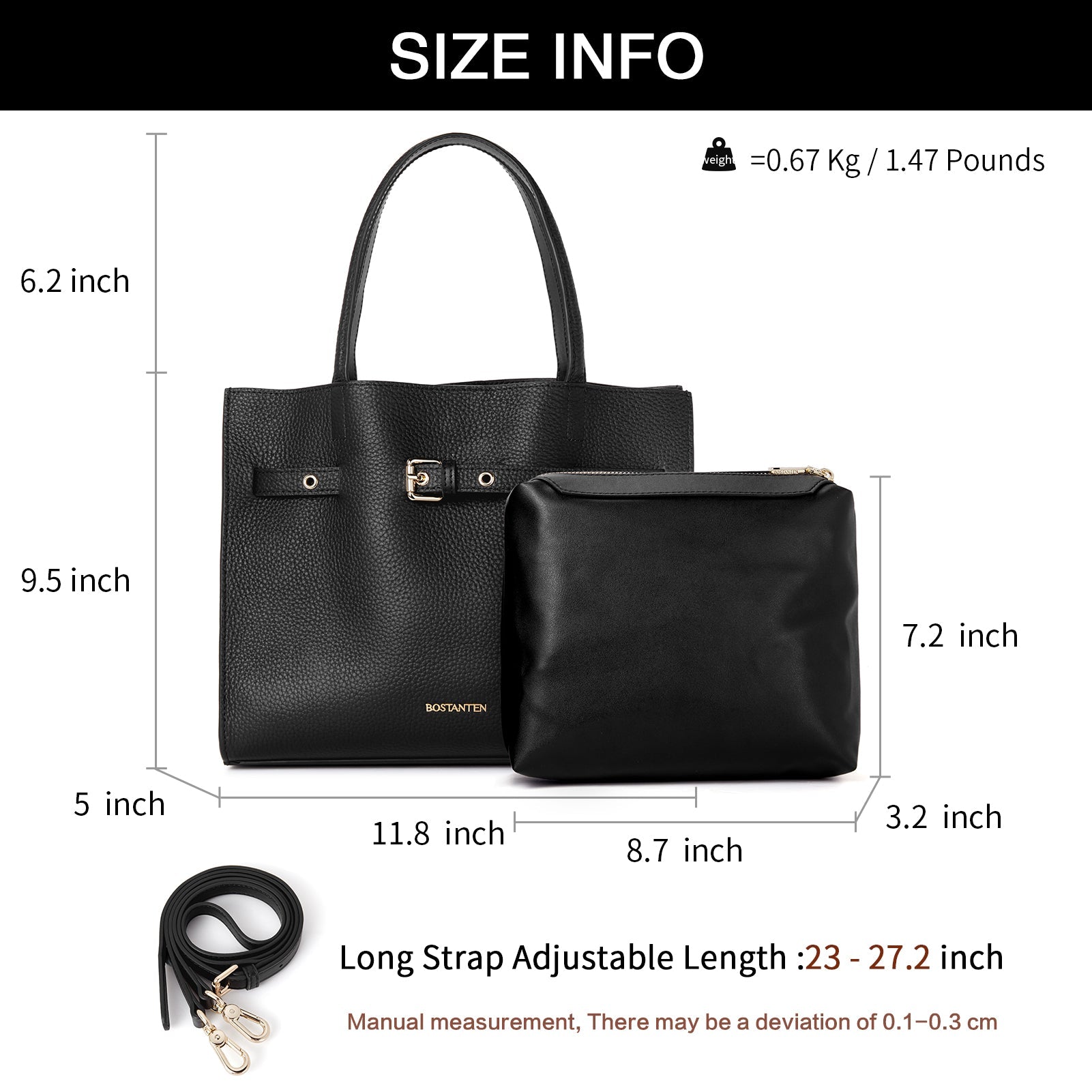 BOSTANTEN Women Handbags Purses Leather Tote Bags Designer Fashion Top Handle Crossbody Bags with Zipper Pouch