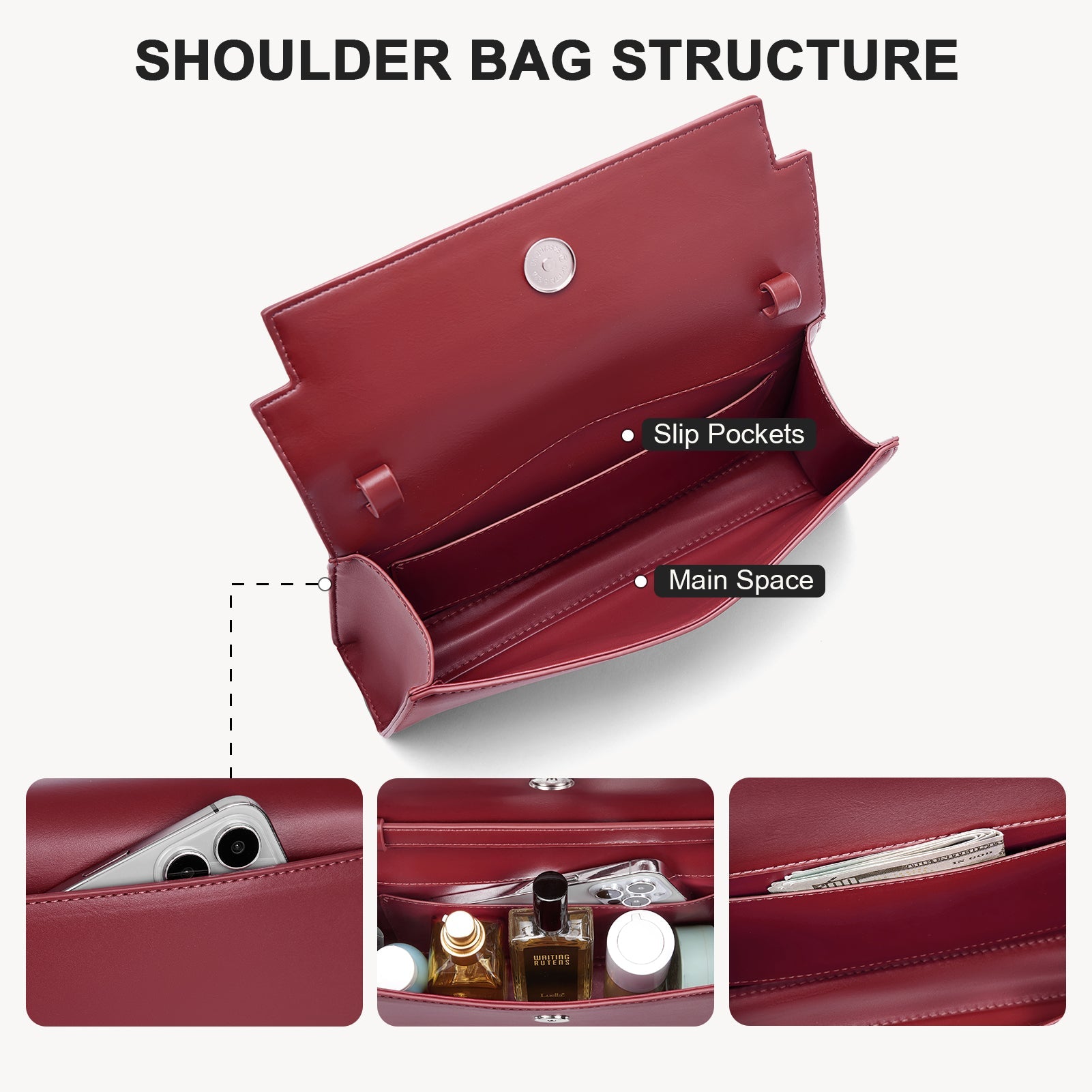 Kweli Belted Elegance Leather Shoulder Bag