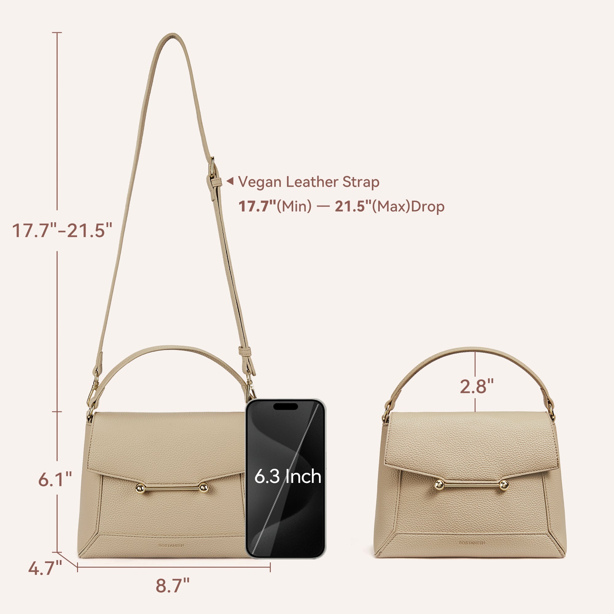 Nevin Small Top Handle Leather Crossbody Satchel with Flap